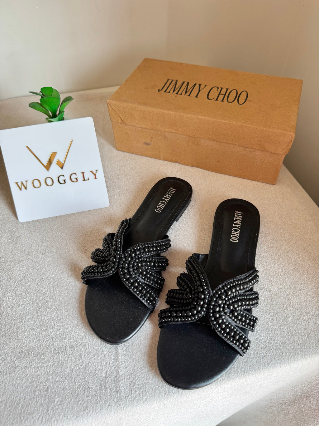 Jimmy Choo Pearl Slides - Black