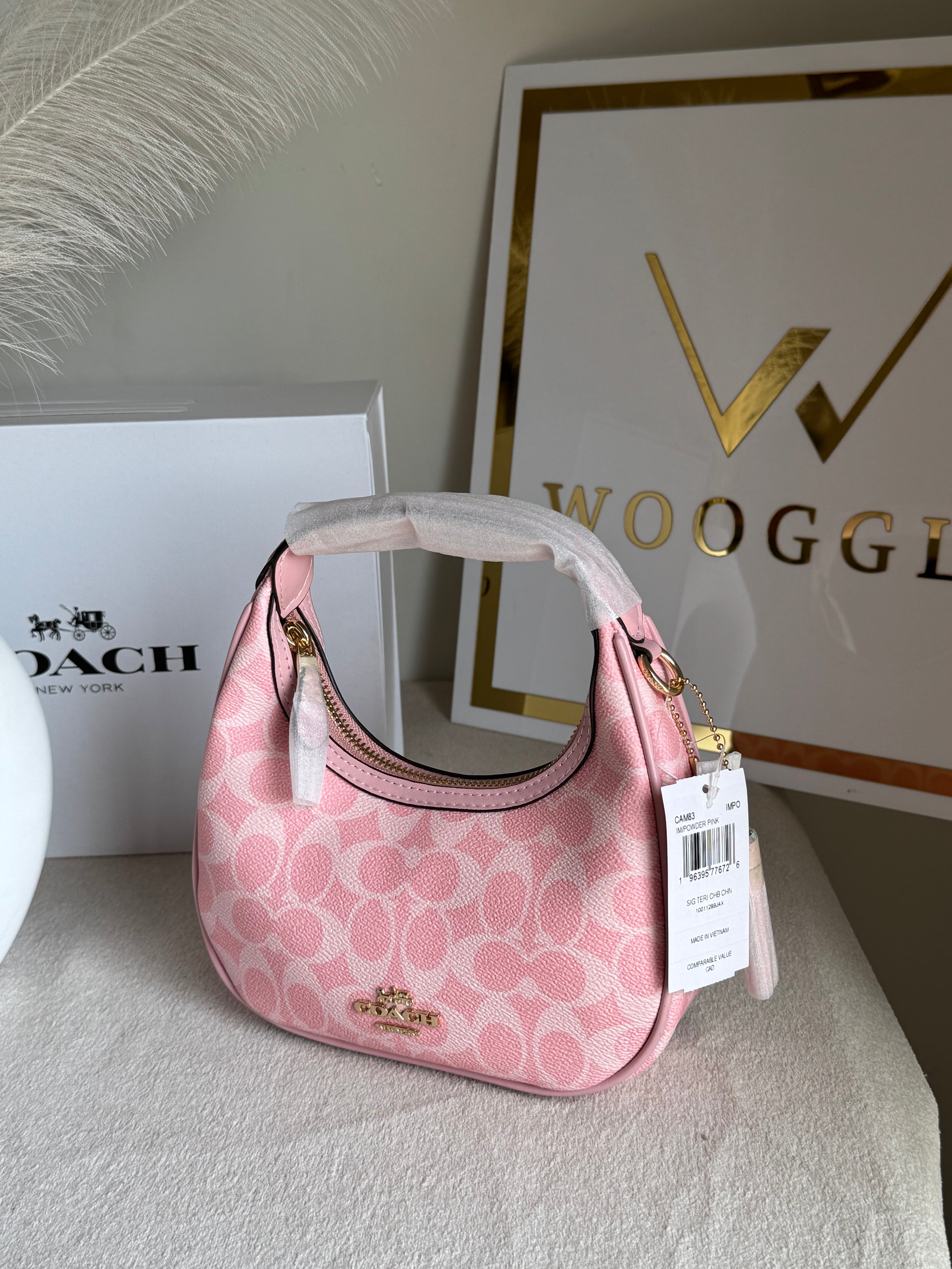 COACH Powder Pink Pretty Bag with Long Strap - BOX PACKING