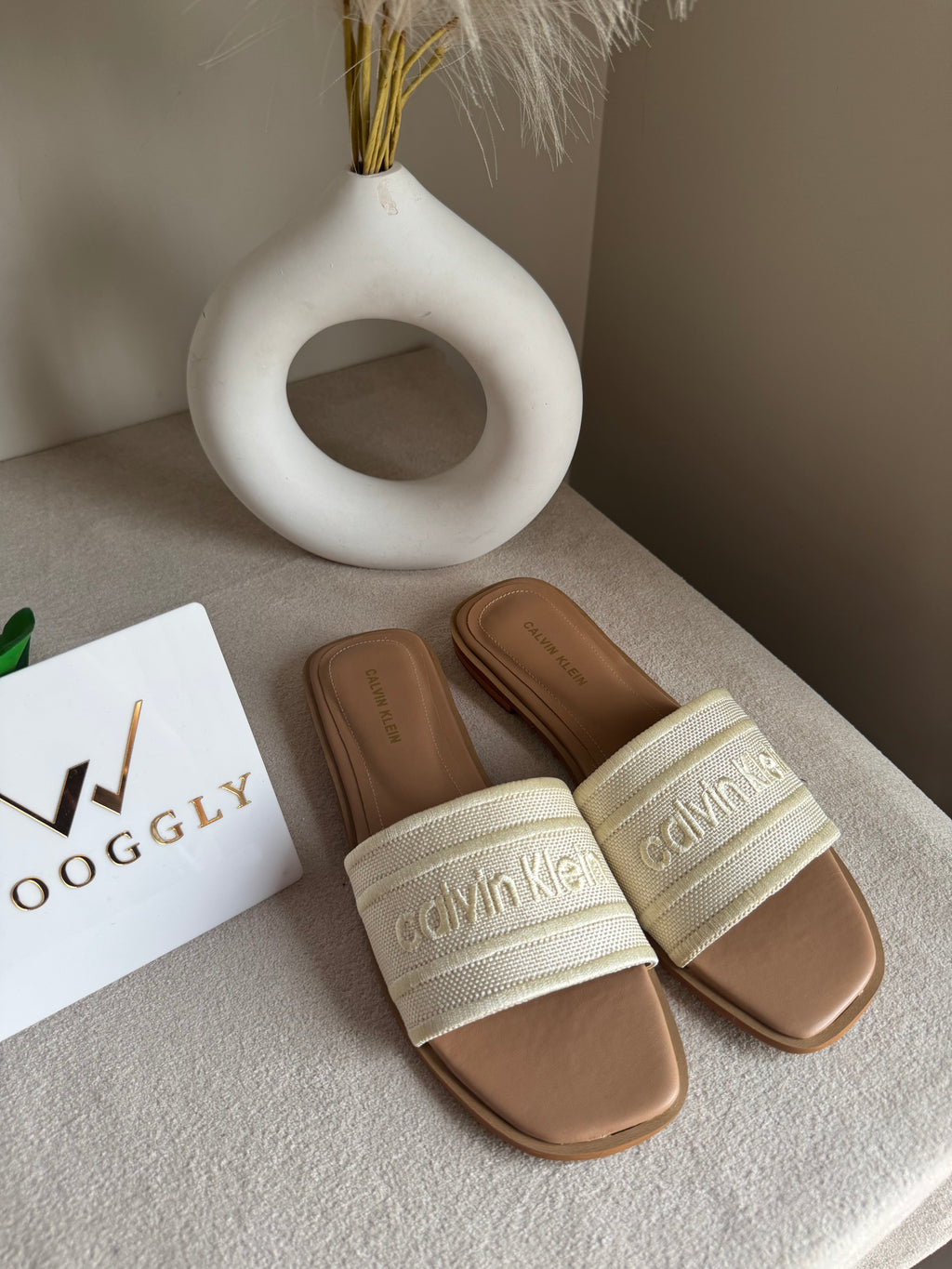 Chic CK Slides - Beige & Cream