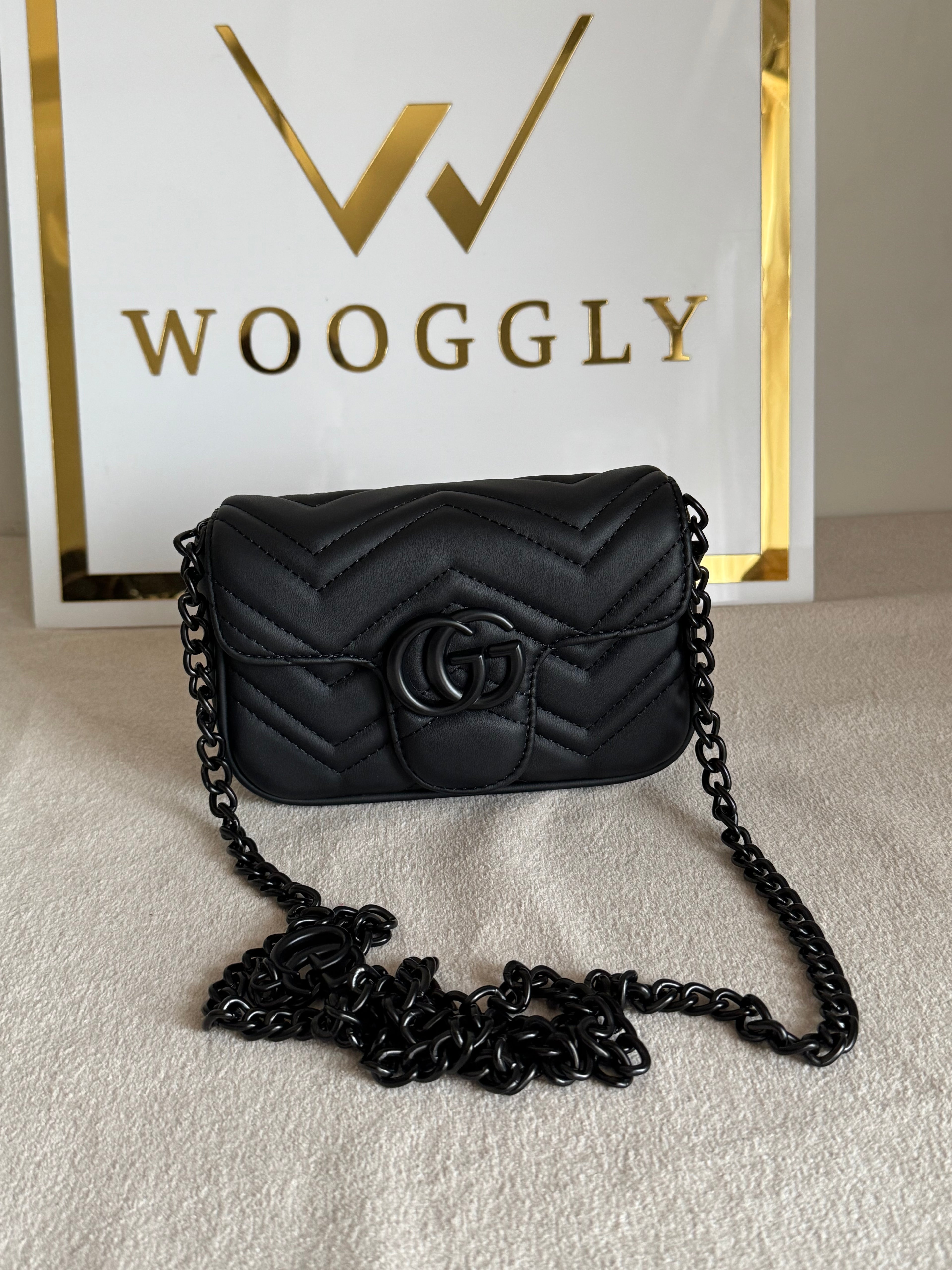 Gucci Signature Bag SMALL - Black on Black with Box Packing