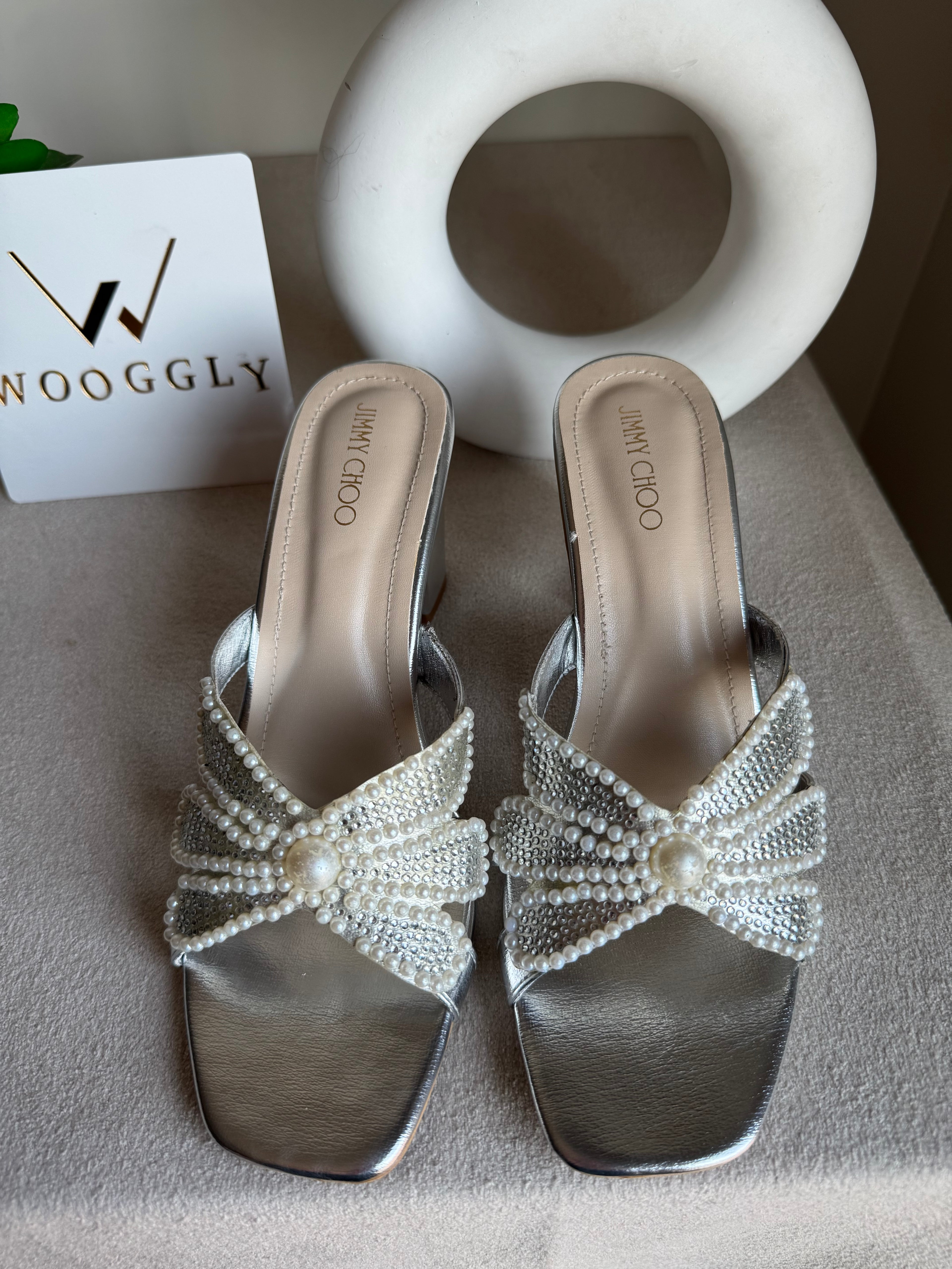 Jimmy Choo Pearl Heels - Silver