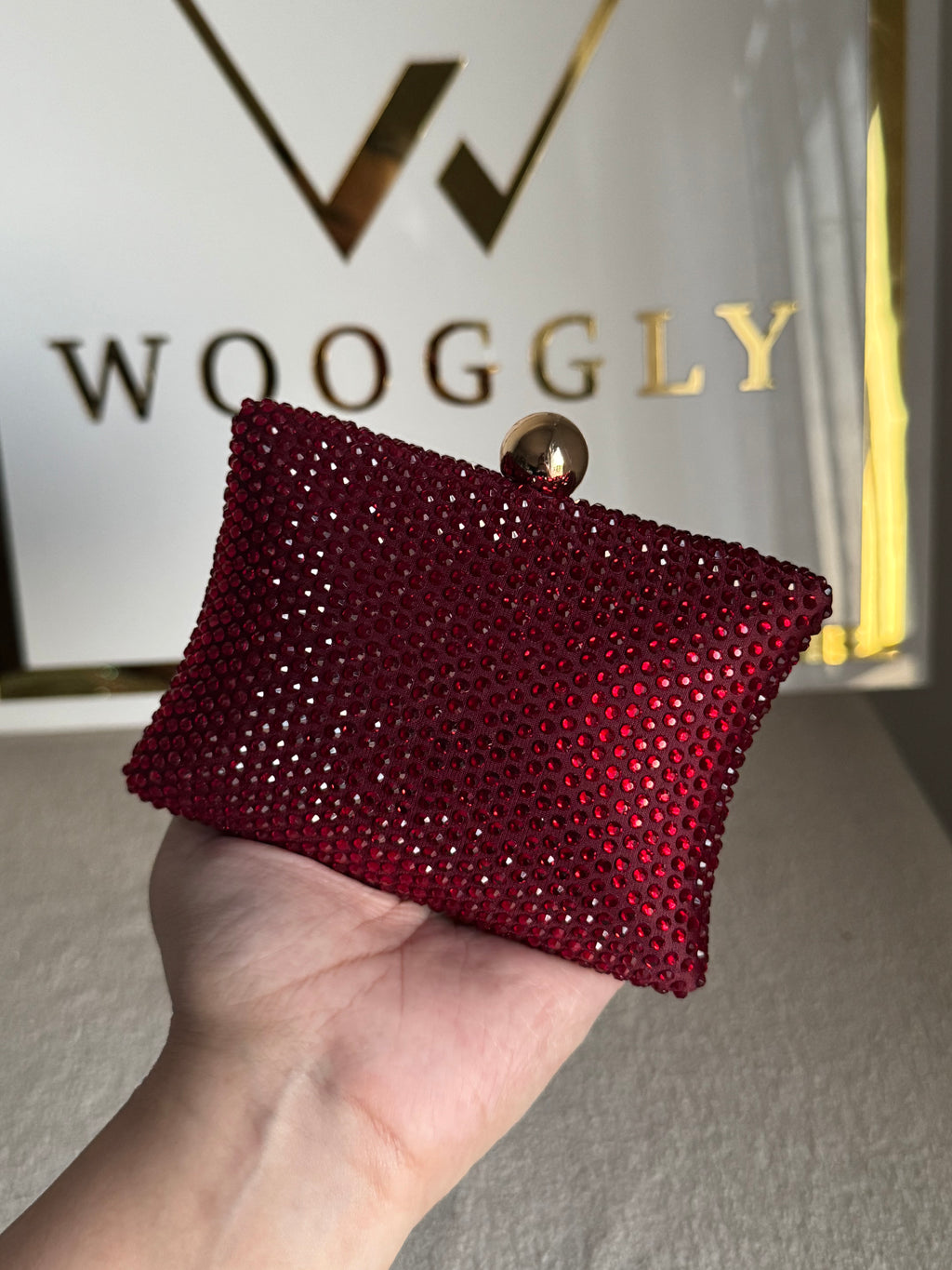 Muse Swarovski Clutch - Reddish Maroon