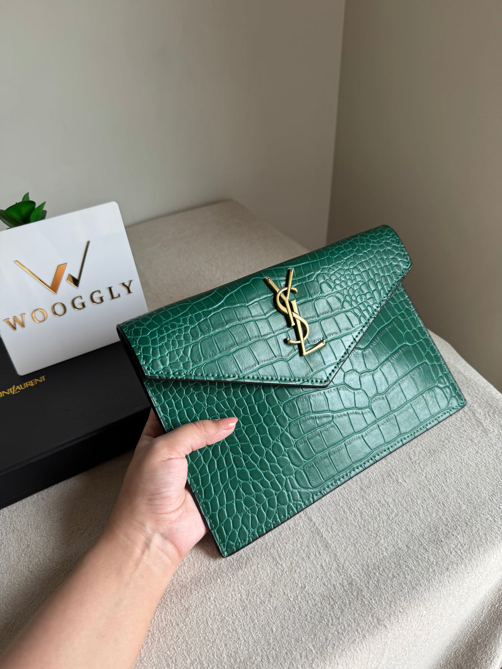 Premium Quality YSL Pouch with Box Packing - Green