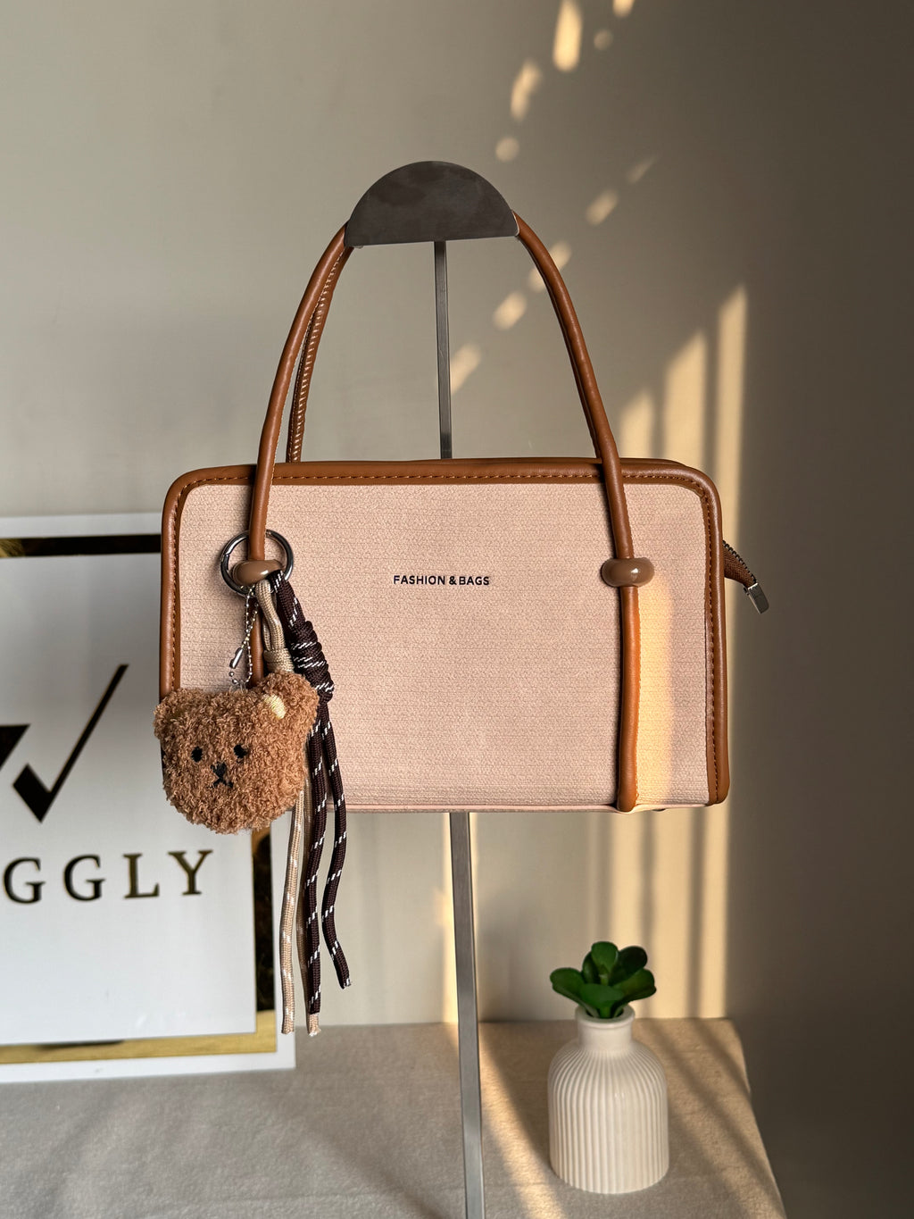 Coco Light Beige Teddy Bag with Teddy Bag Charm