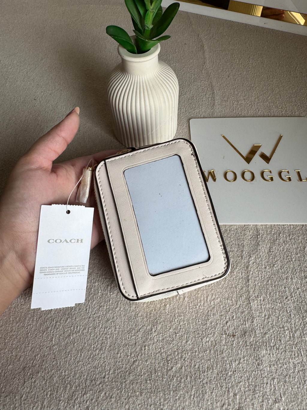 Coach Zip Card Case - Patterned White