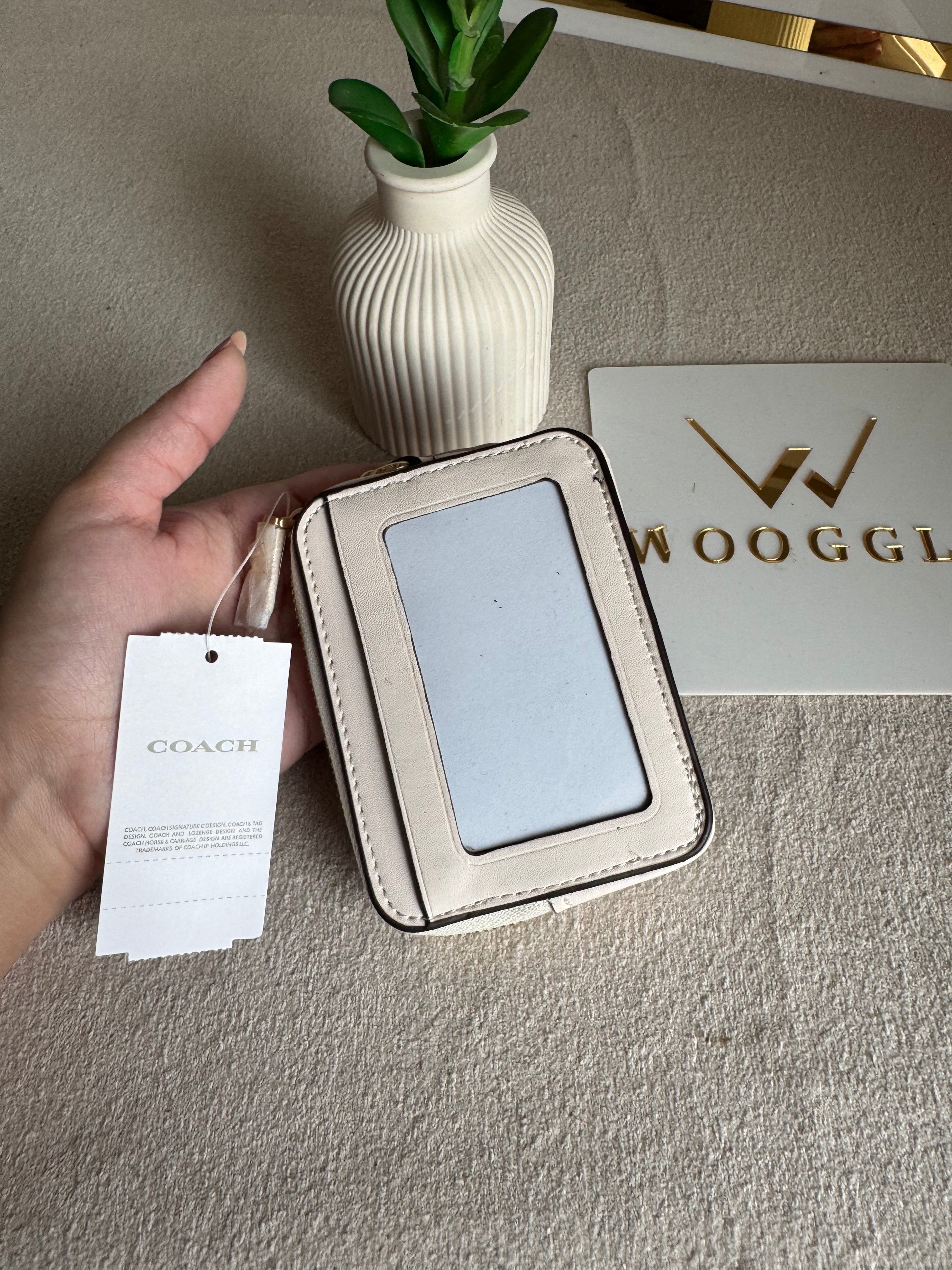 Coach Zip Card Case - Patterned White