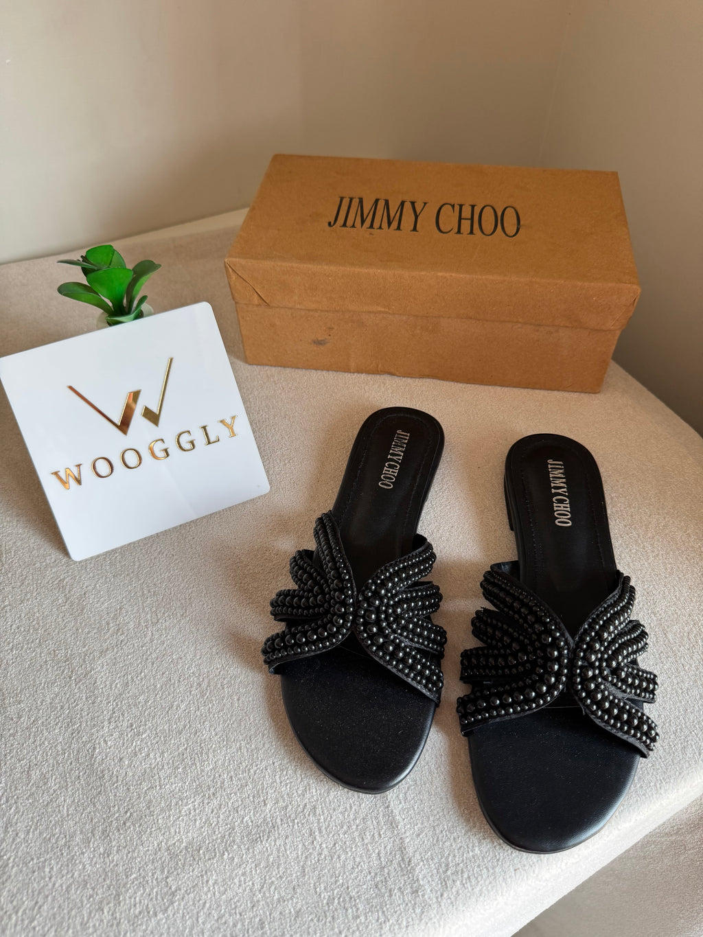 Jimmy Choo Pearl Slides - Black