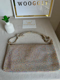 Dreamy Party Wear Rhinestone Bag - Silver with Pink