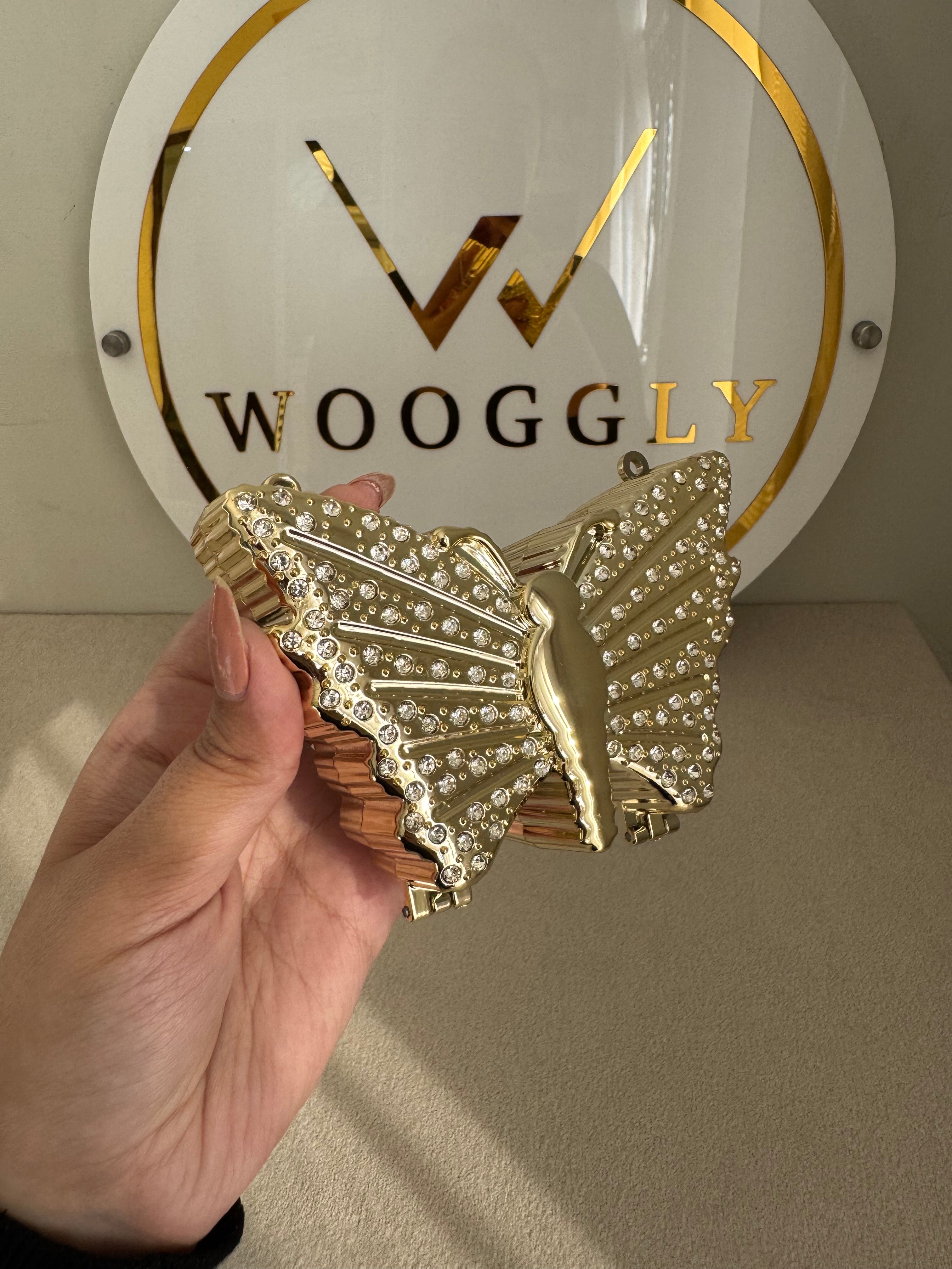 Glam Butterfly Clutch with Chain - Mini Gold