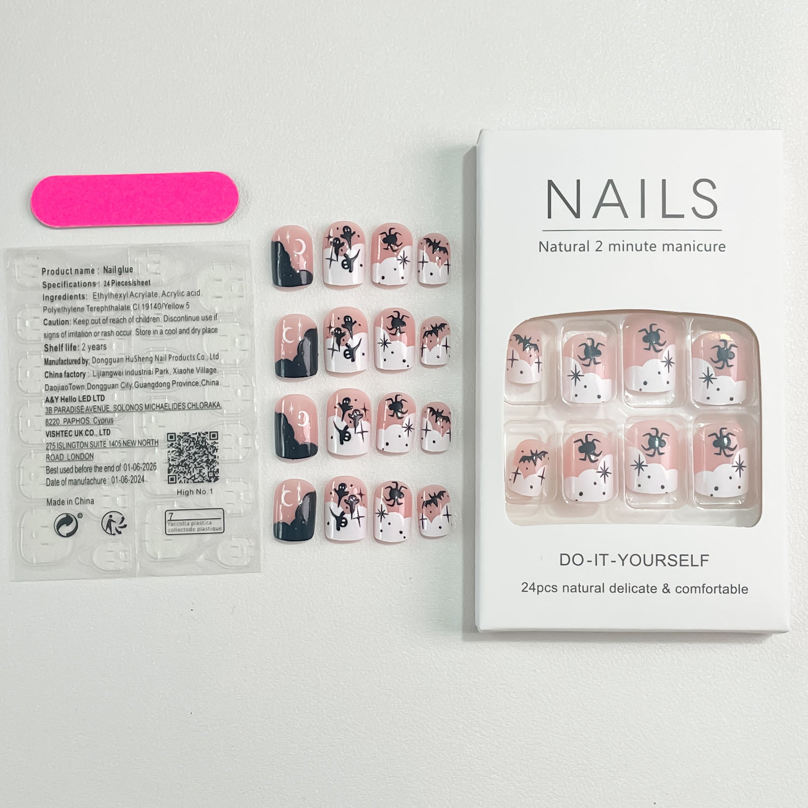 Pee Ka Boo Press On Nails - 24 Pieces Complete Kit