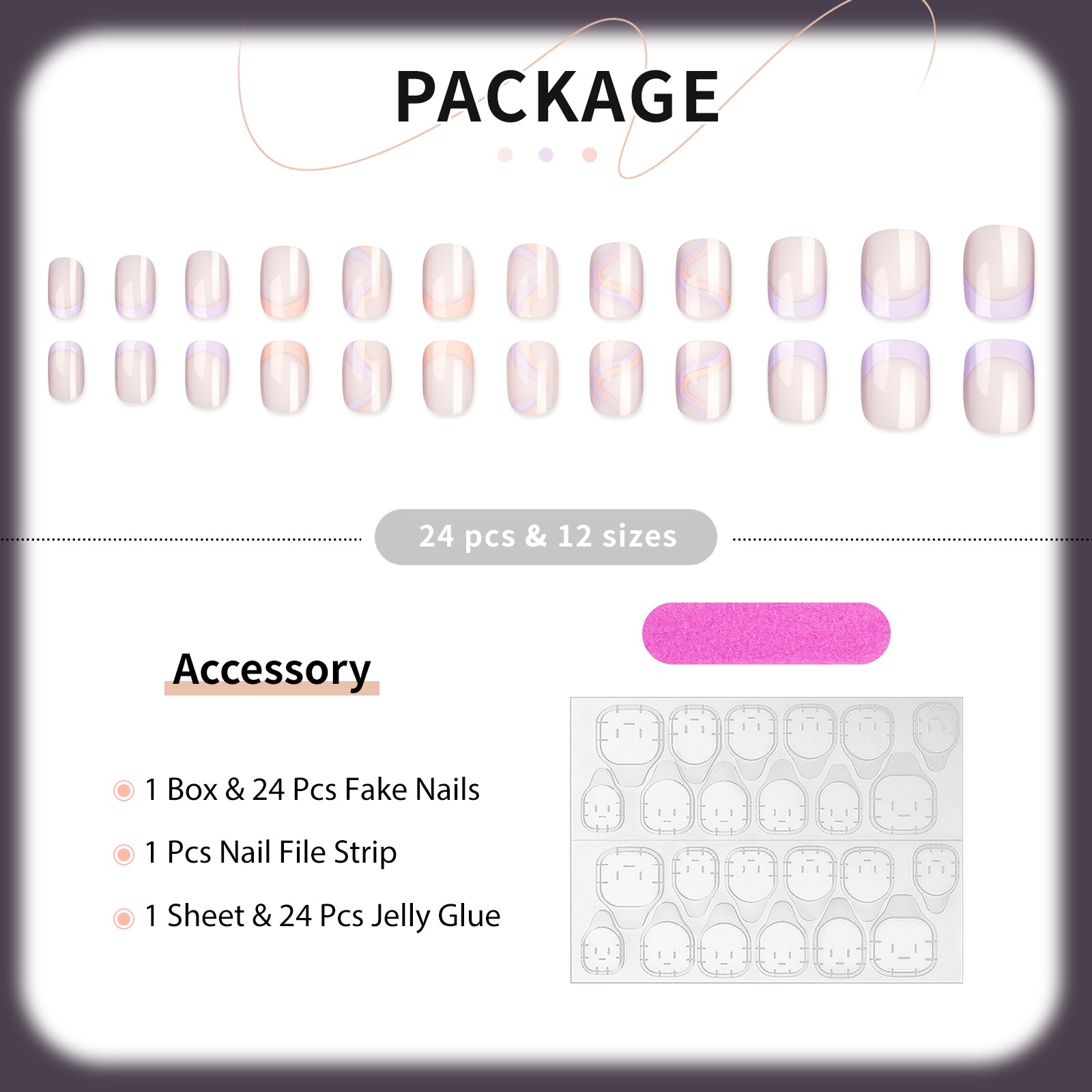 Dream Press On Nails - 24 Pieces Complete Kit
