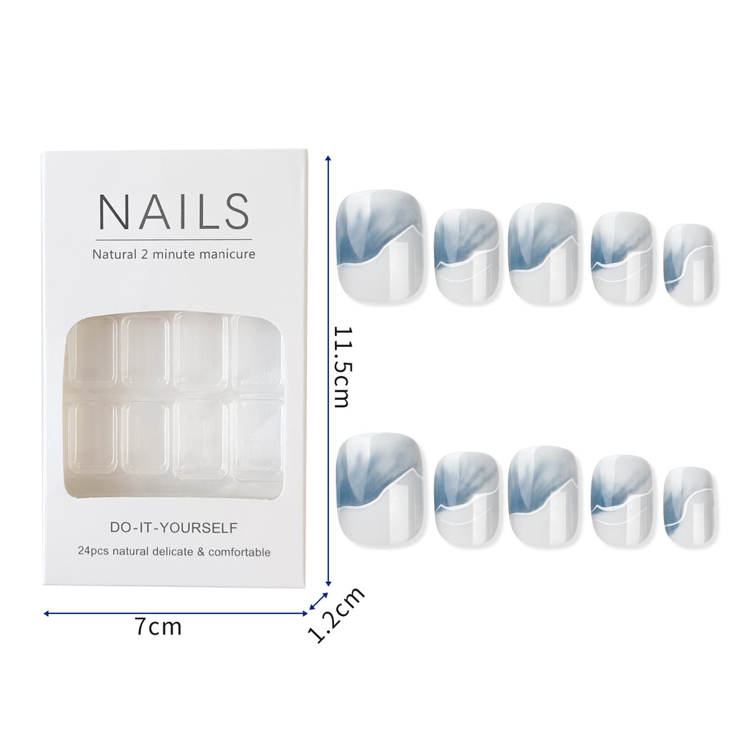 Ocean Wave Press On Nails - 24 Pieces Complete Kit