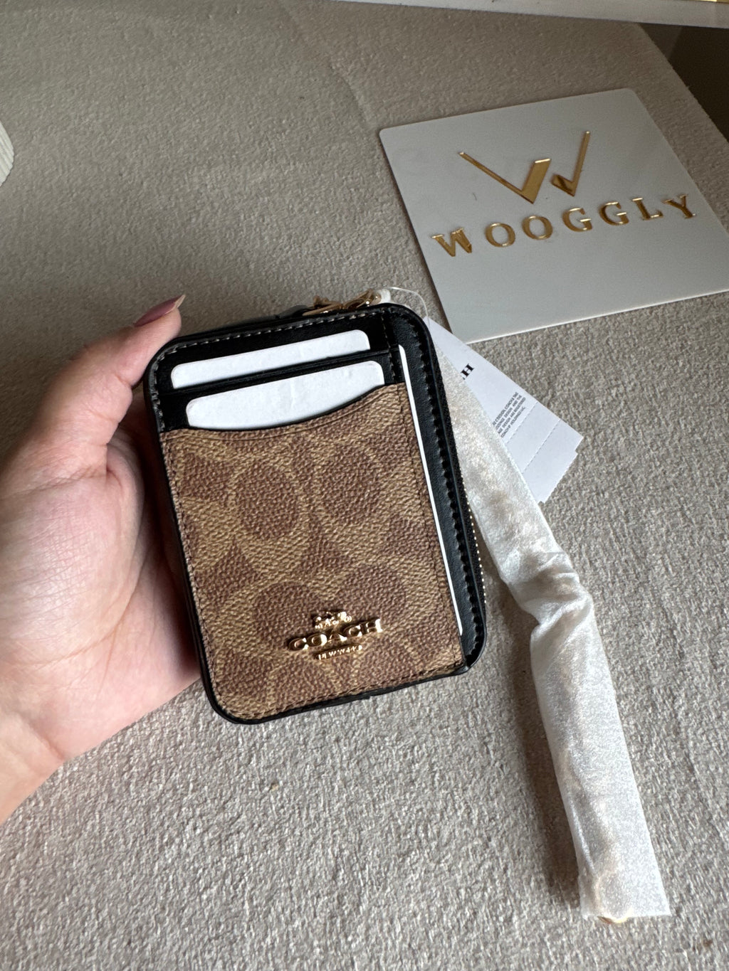 Coach Zip Card Case - Apricot Black