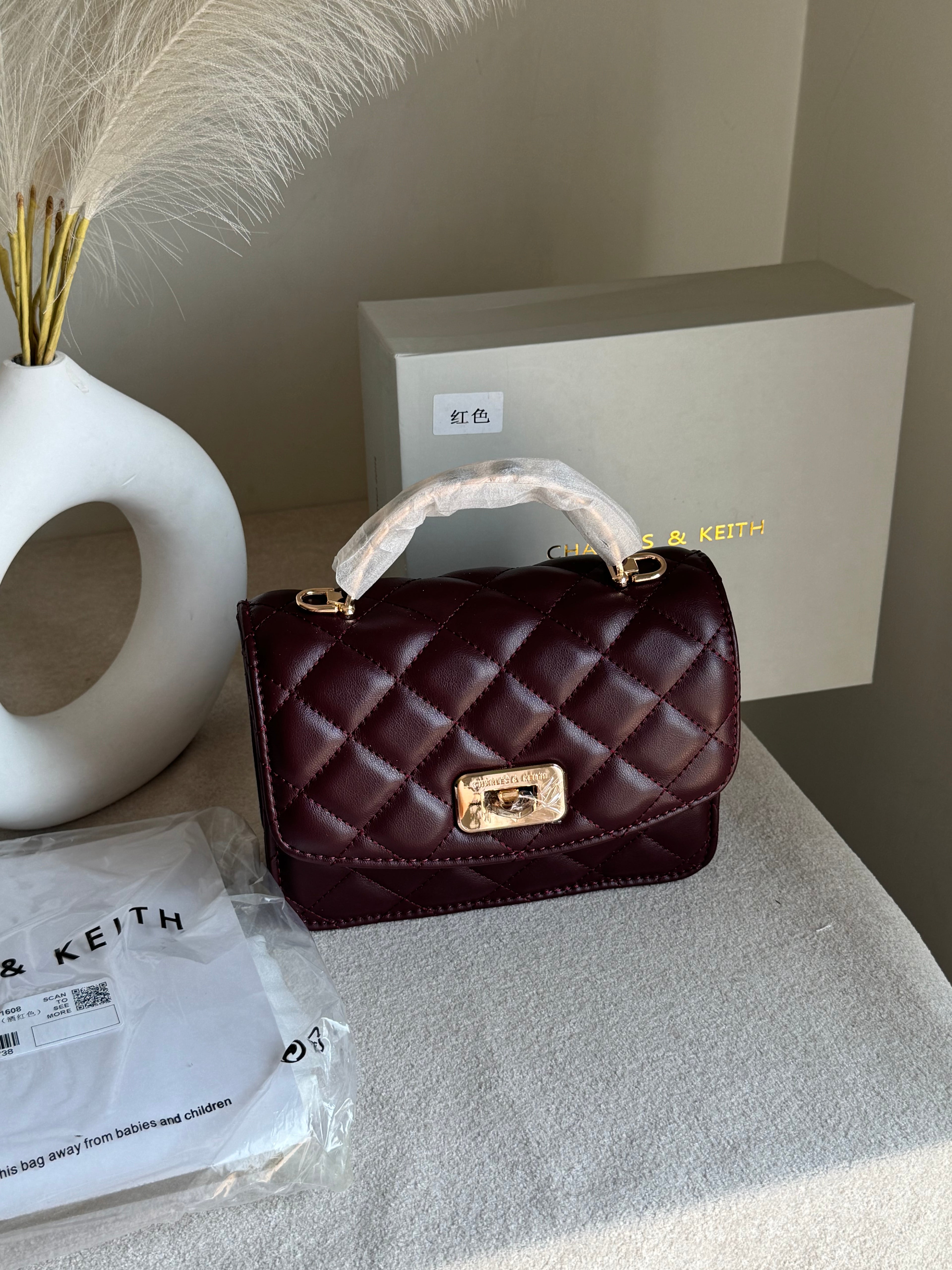 Premium C & K Elora Bag with PROPER PACKING Burgundy
