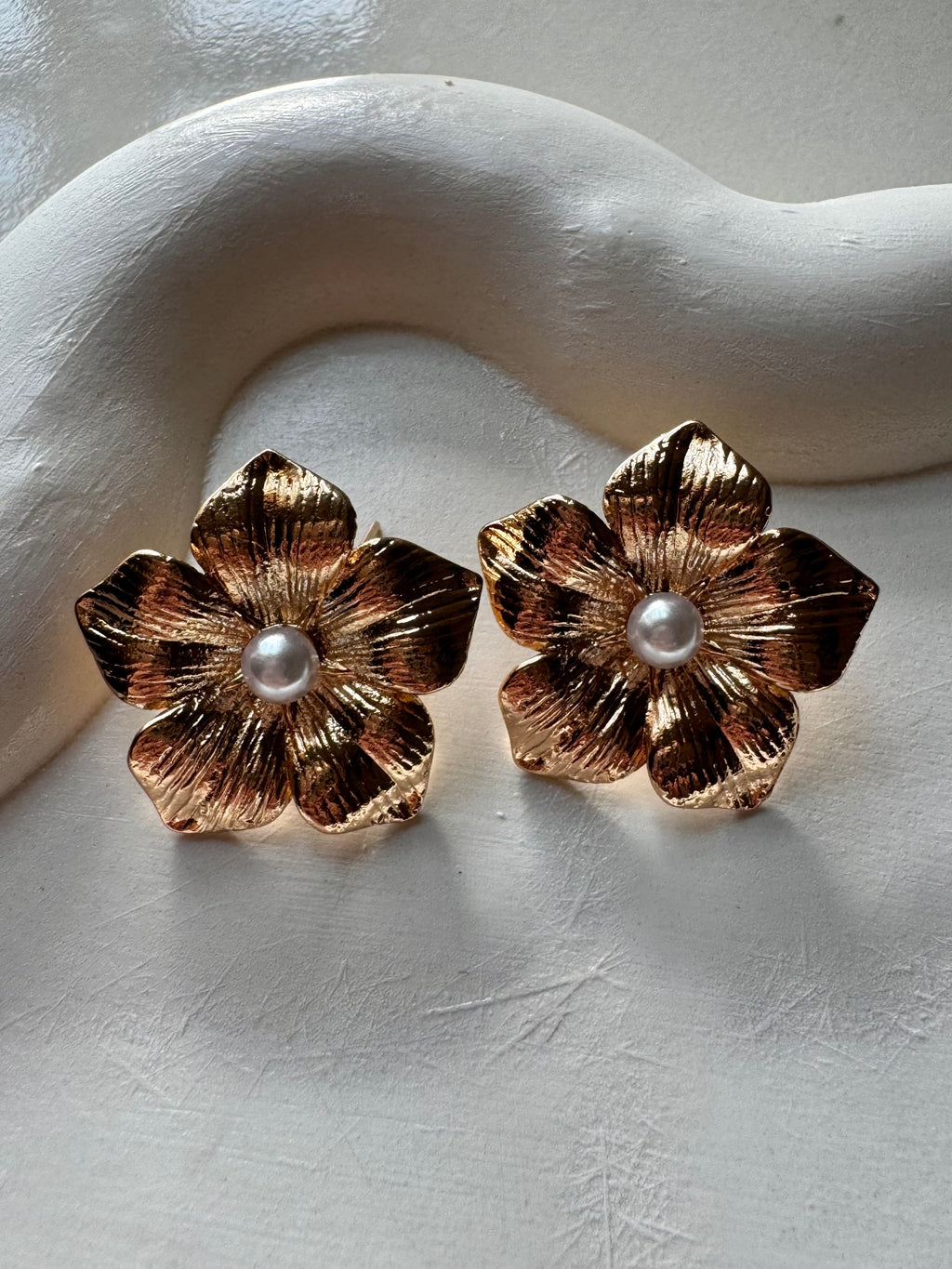 Gold Floral Studs - 18K Gold Plated