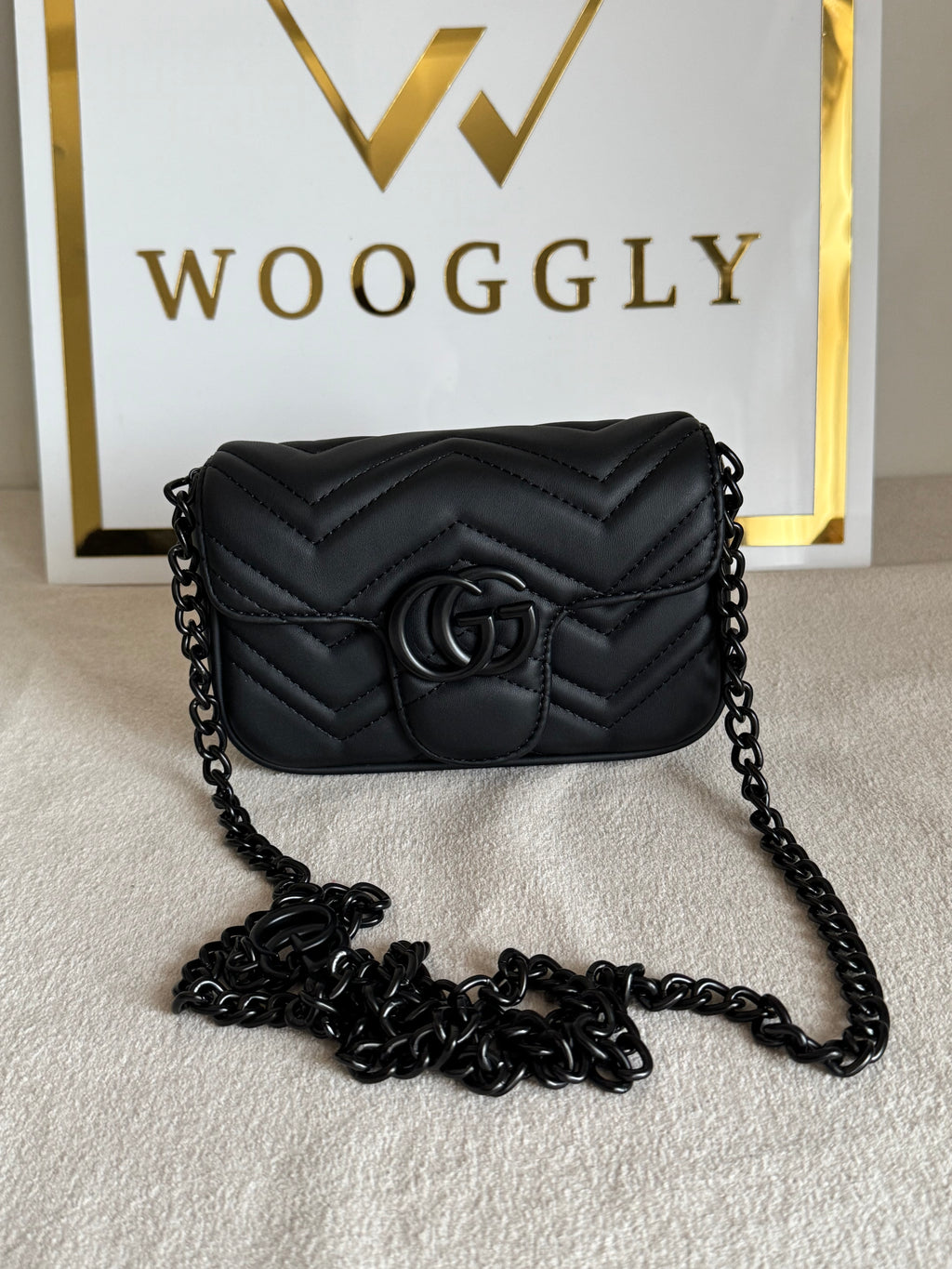 Gucci Signature Bag SMALL - Black on Black with Box Packing