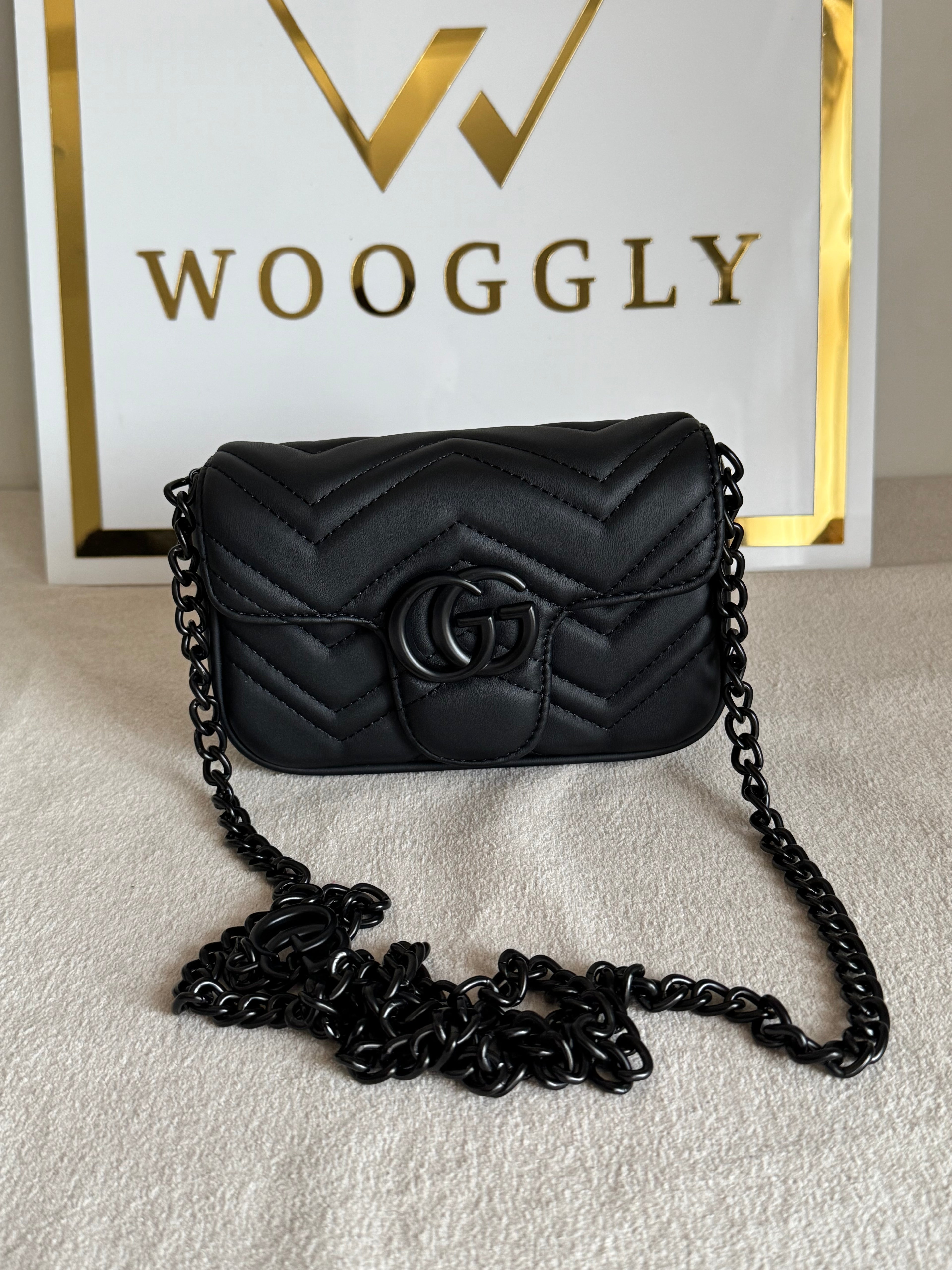 Gucci Signature Bag SMALL - Black on Black with Box Packing