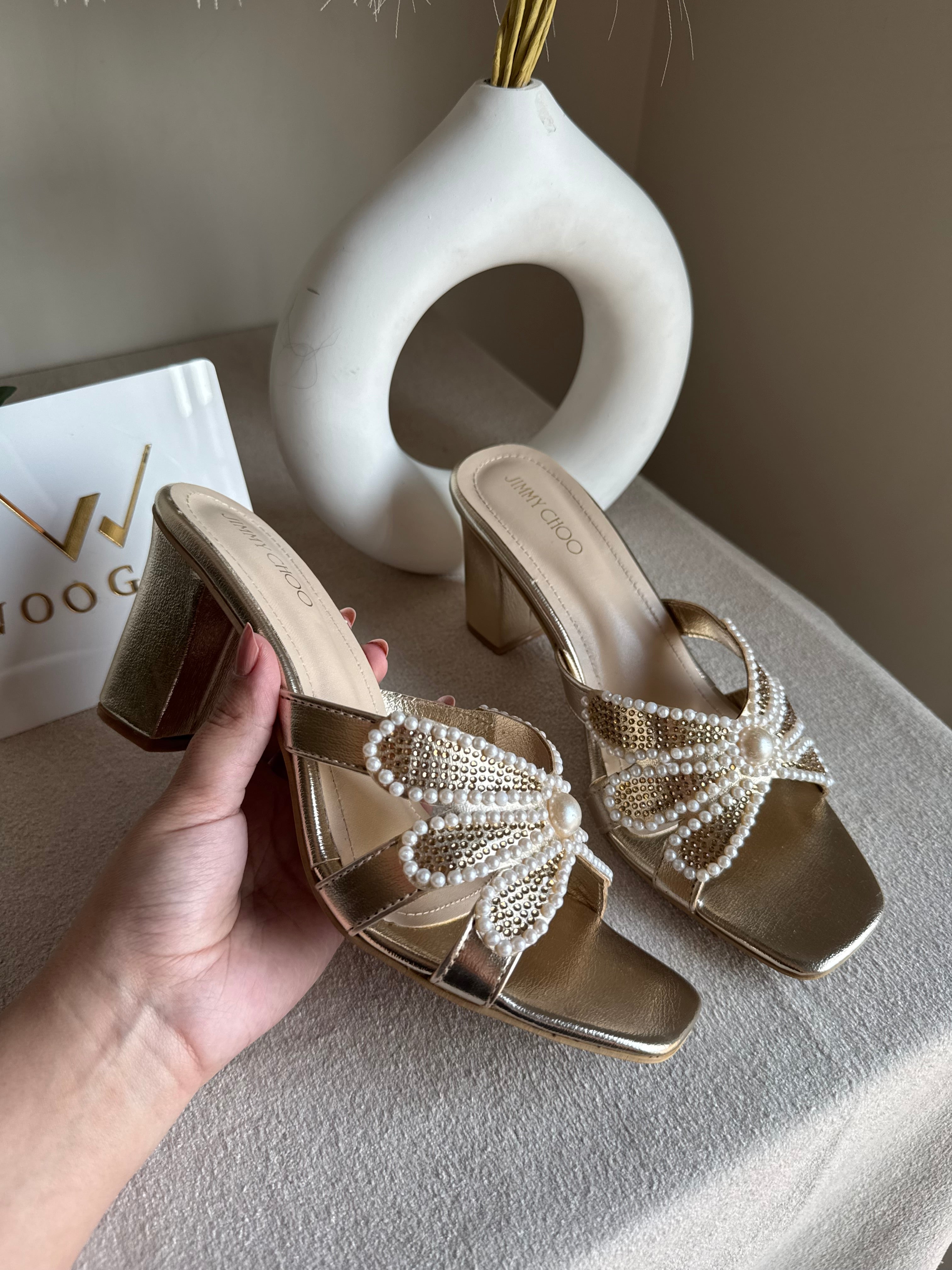 Jimmy Choo Pearl Heels - Champagne