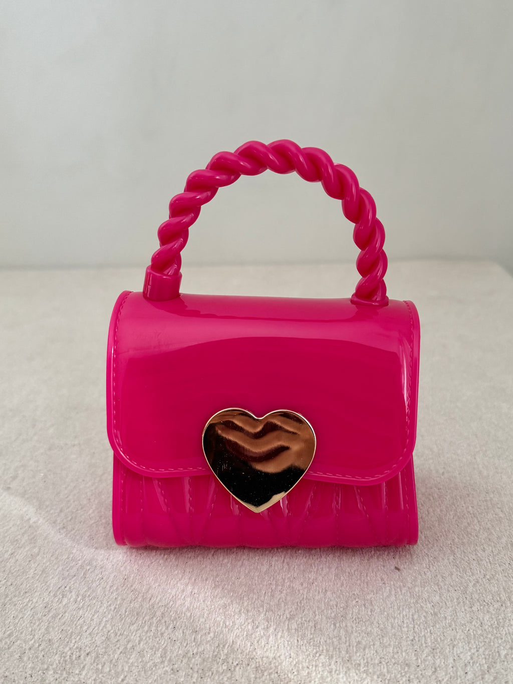 Cute Kids Heart Bag with Chain - Hot Pink