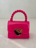 Cute Kids Heart Bag with Chain - Hot Pink