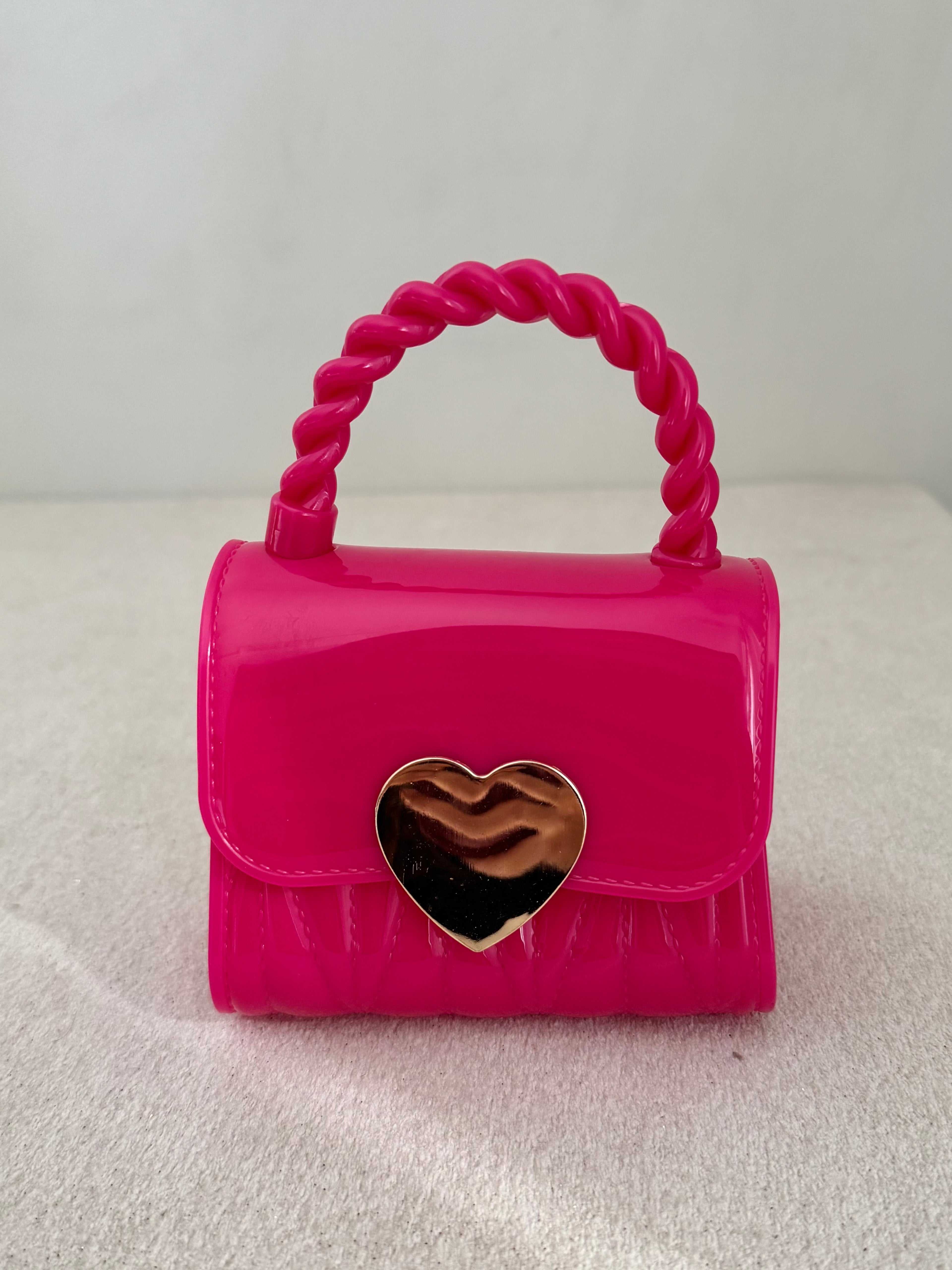 Cute Kids Heart Bag with Chain - Hot Pink