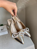 Zara Statement Bow Heels - Champagne