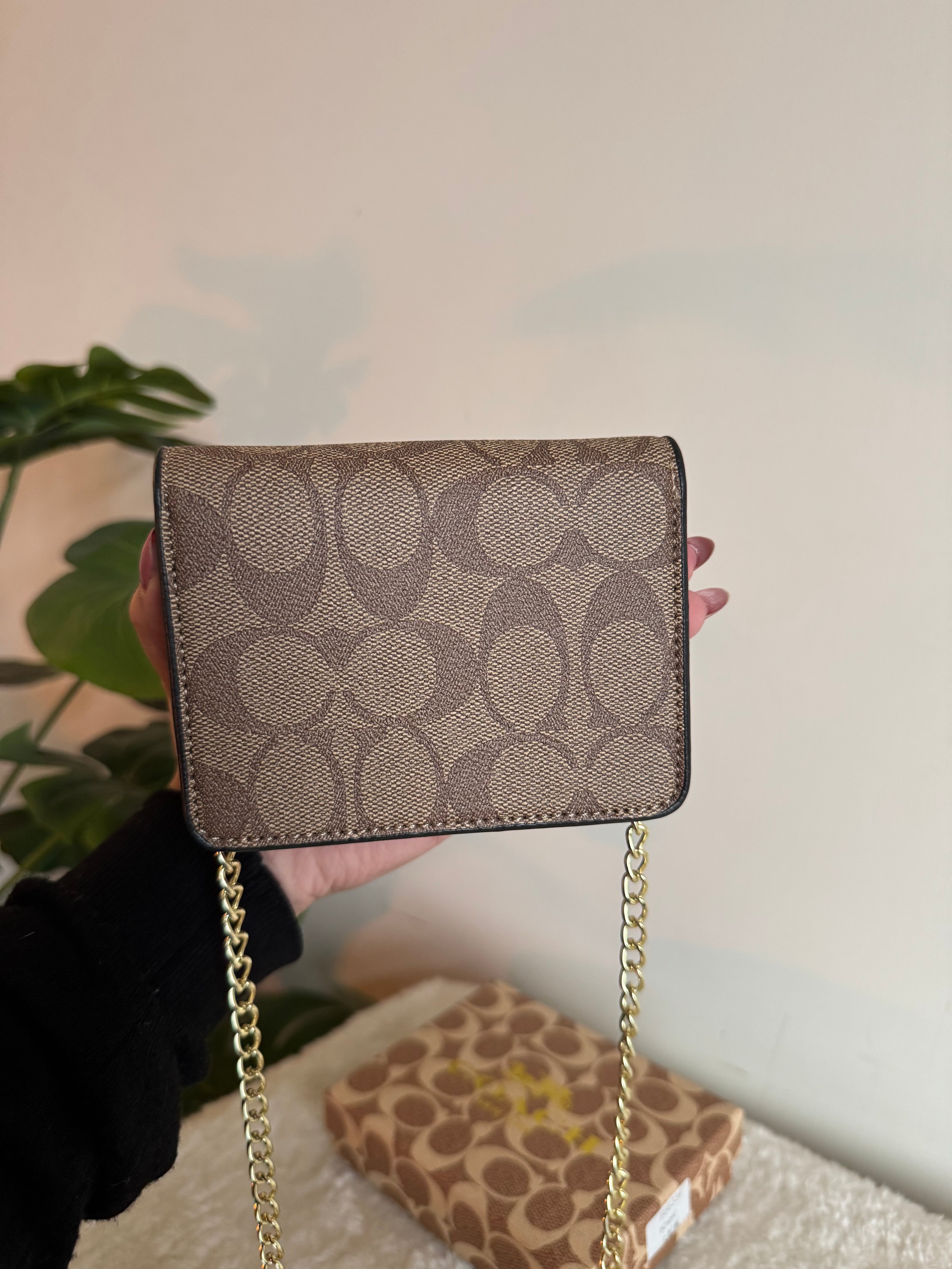 Coach Signature Wallet with Detachable Long Chain - Khaaki