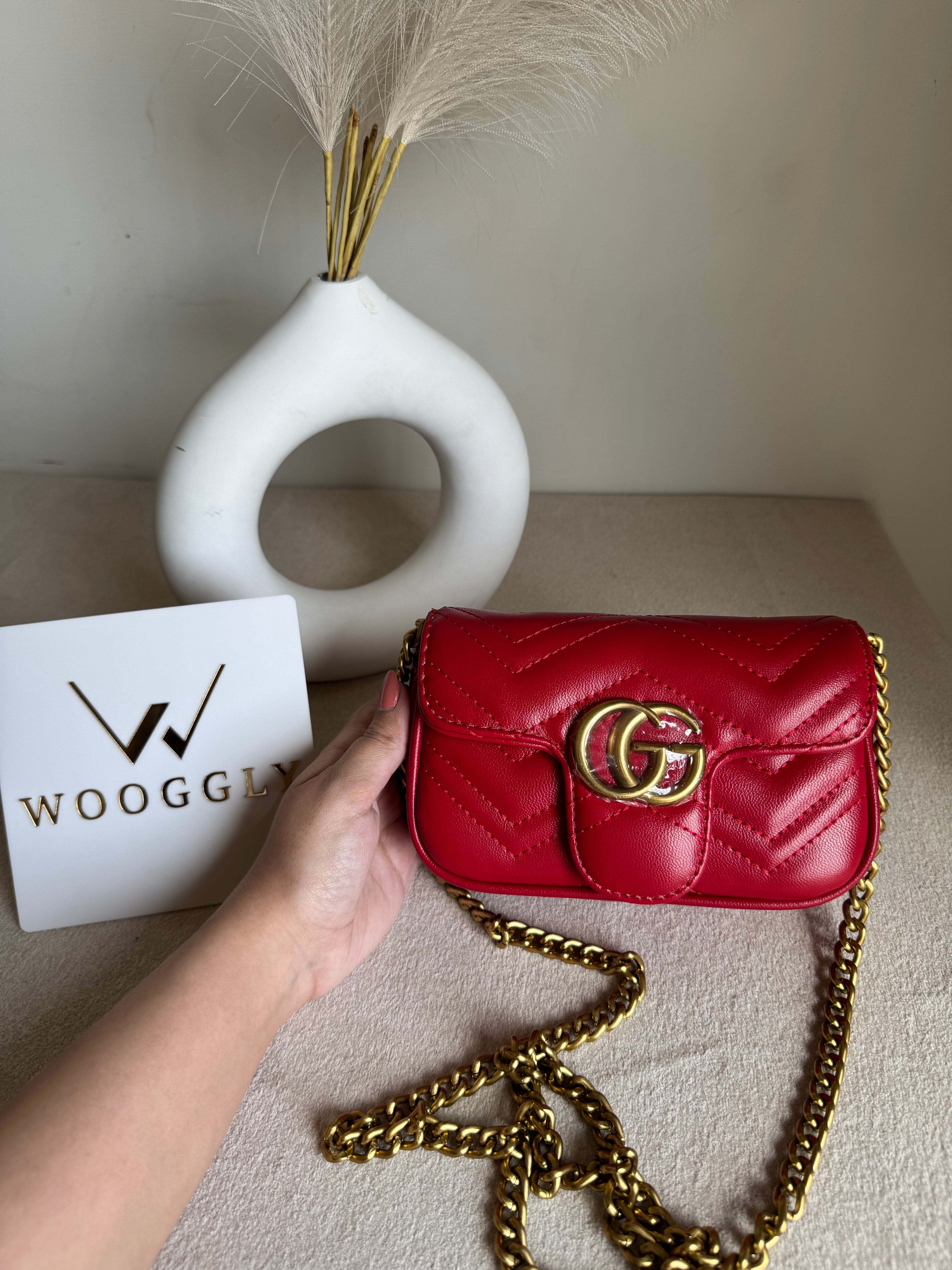 Gucci Signature Bag SMALL - Red with Box Packing