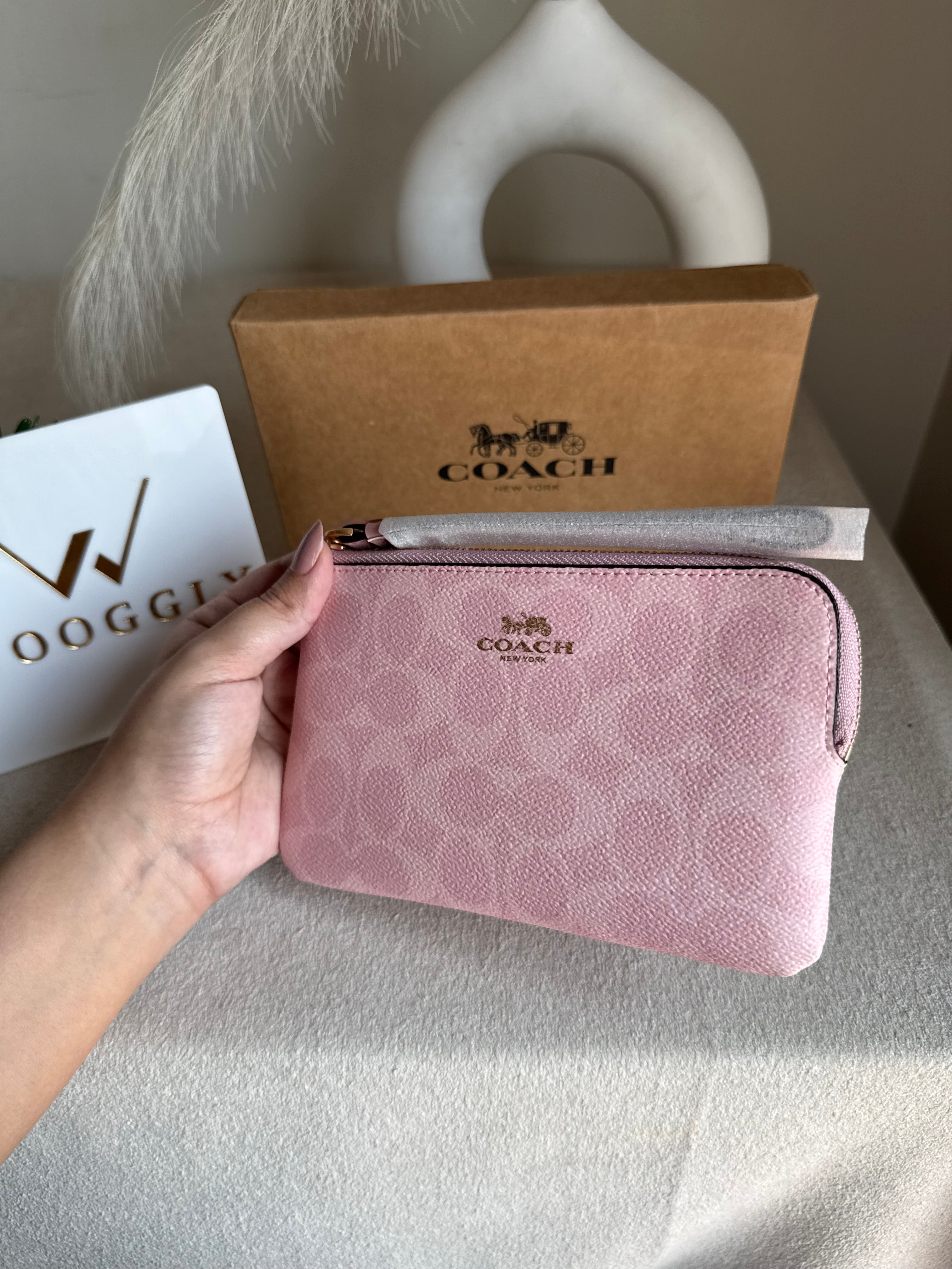 High Quality Wristlet - Signature Canvas Pink