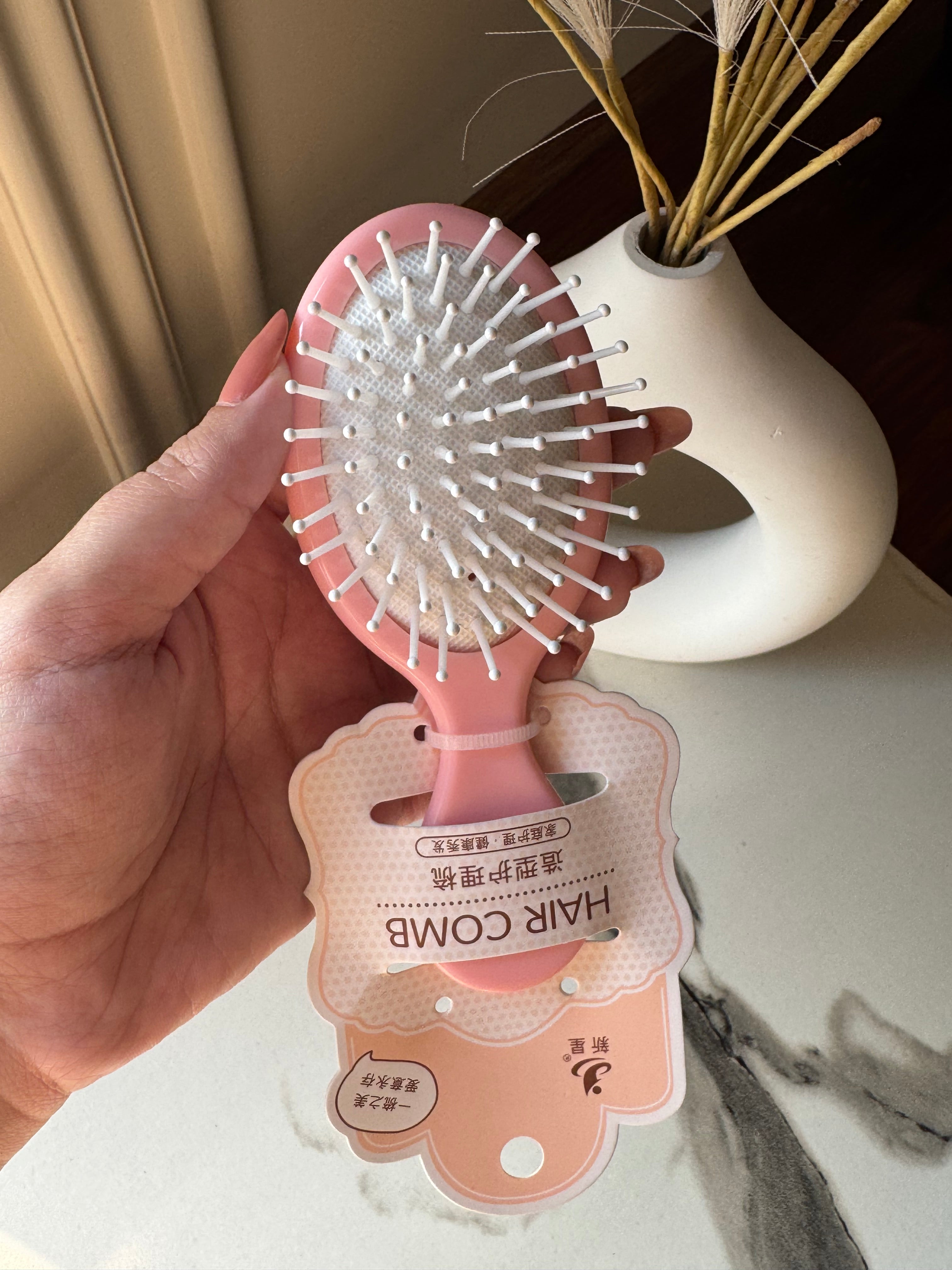 Kids Softest Teddy Shape Hair Brush with Mirror (Bubble Pink)