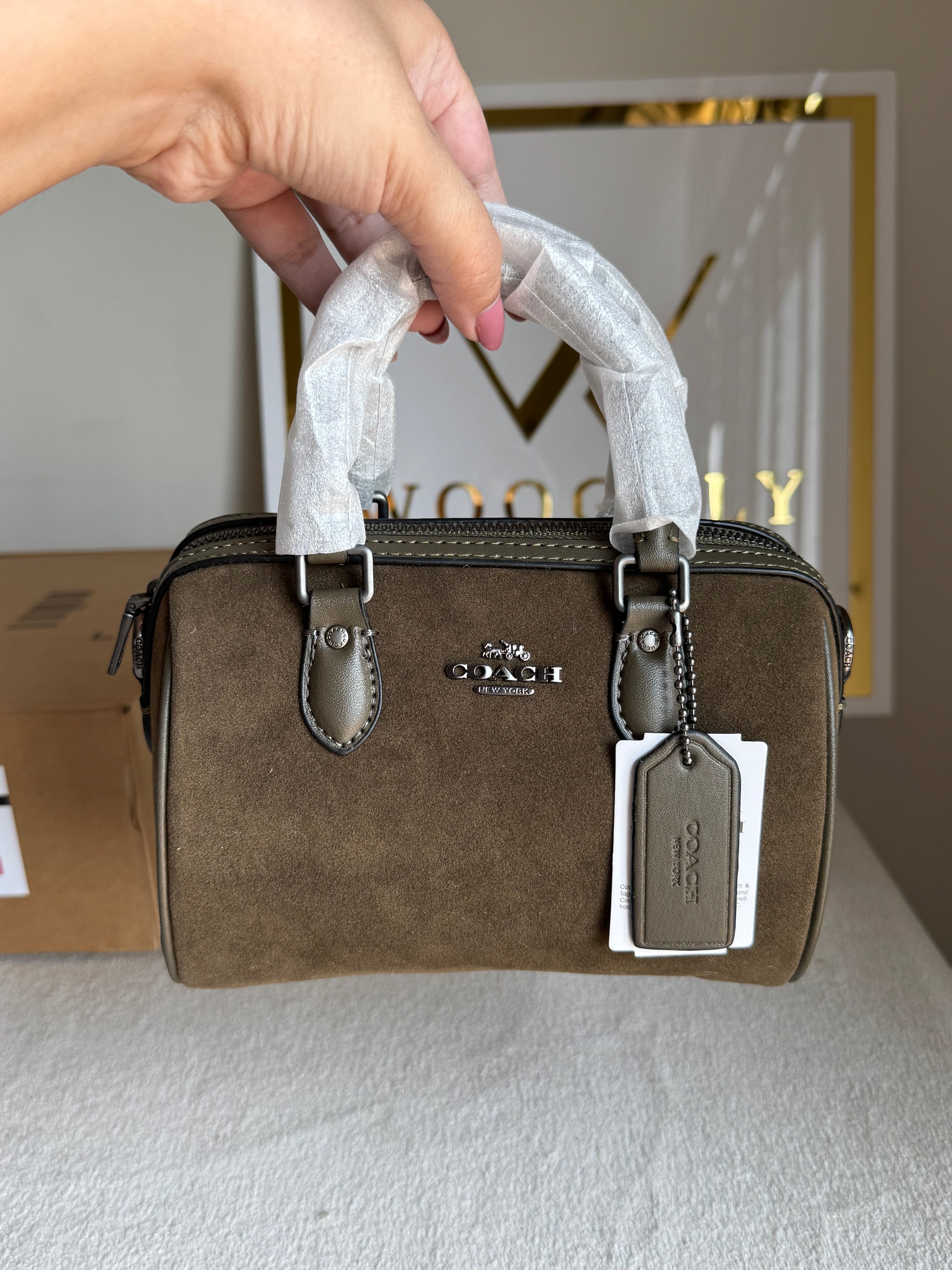 COACH Mini Duffle Bag PREMIUM with Long Strap (Olive) - BOX PACKING
