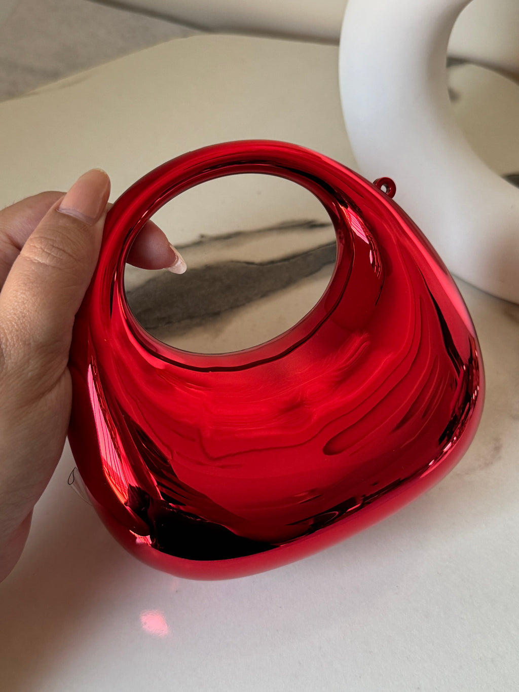 Viral Metallic Clutch with Chain - Mini Red