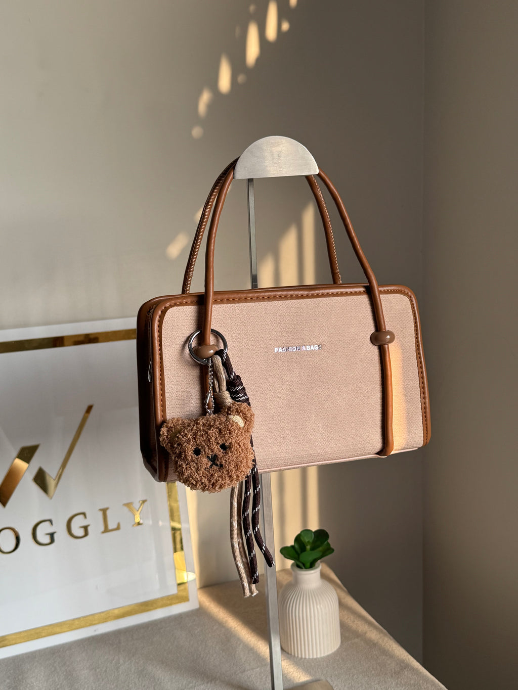 Coco Light Beige Teddy Bag with Teddy Bag Charm