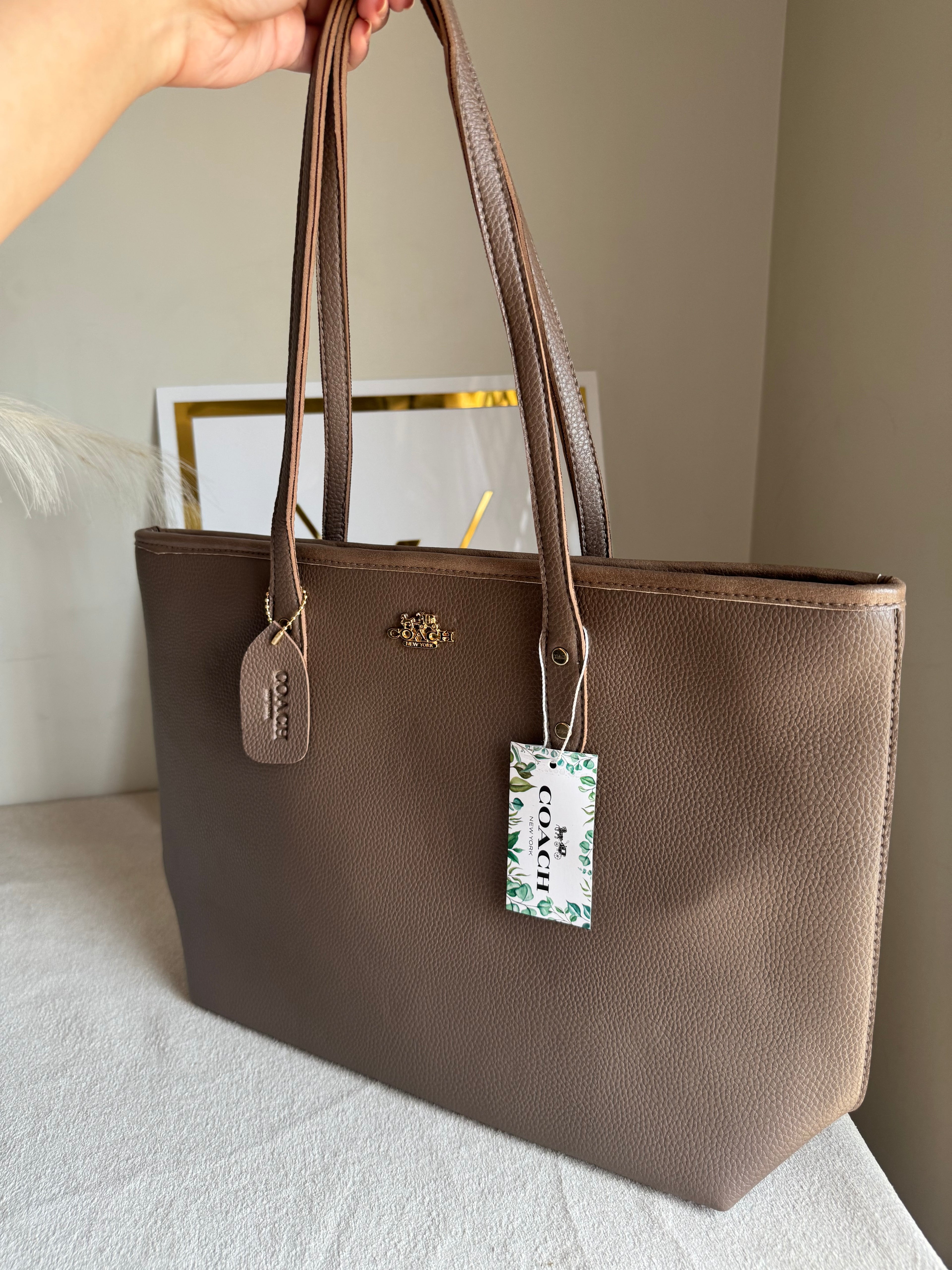 COACH City Tote Bag PREMIUM - Greyish Beige (BOX PACKING)