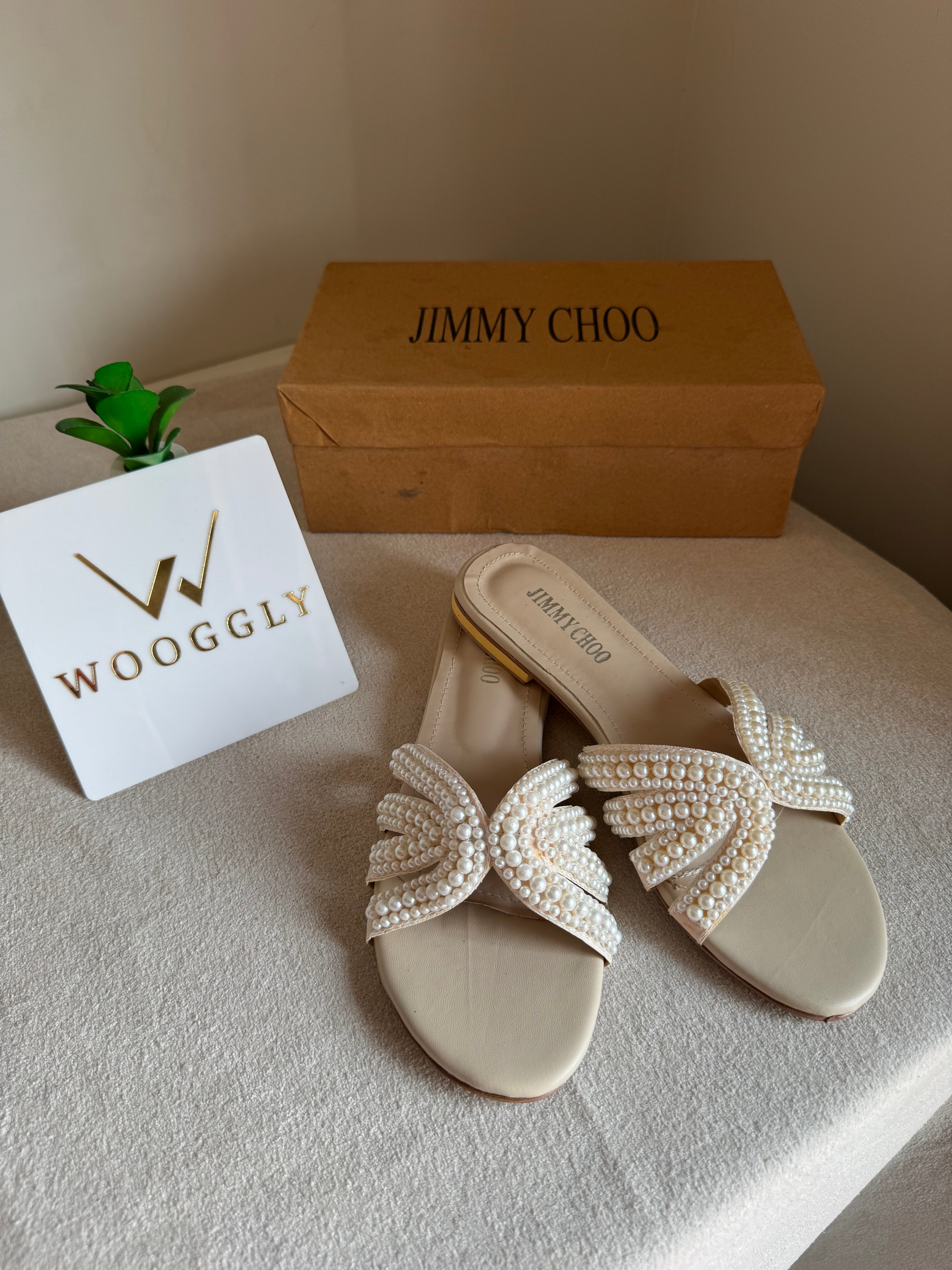Jimmy Choo Pearl Slides - White
