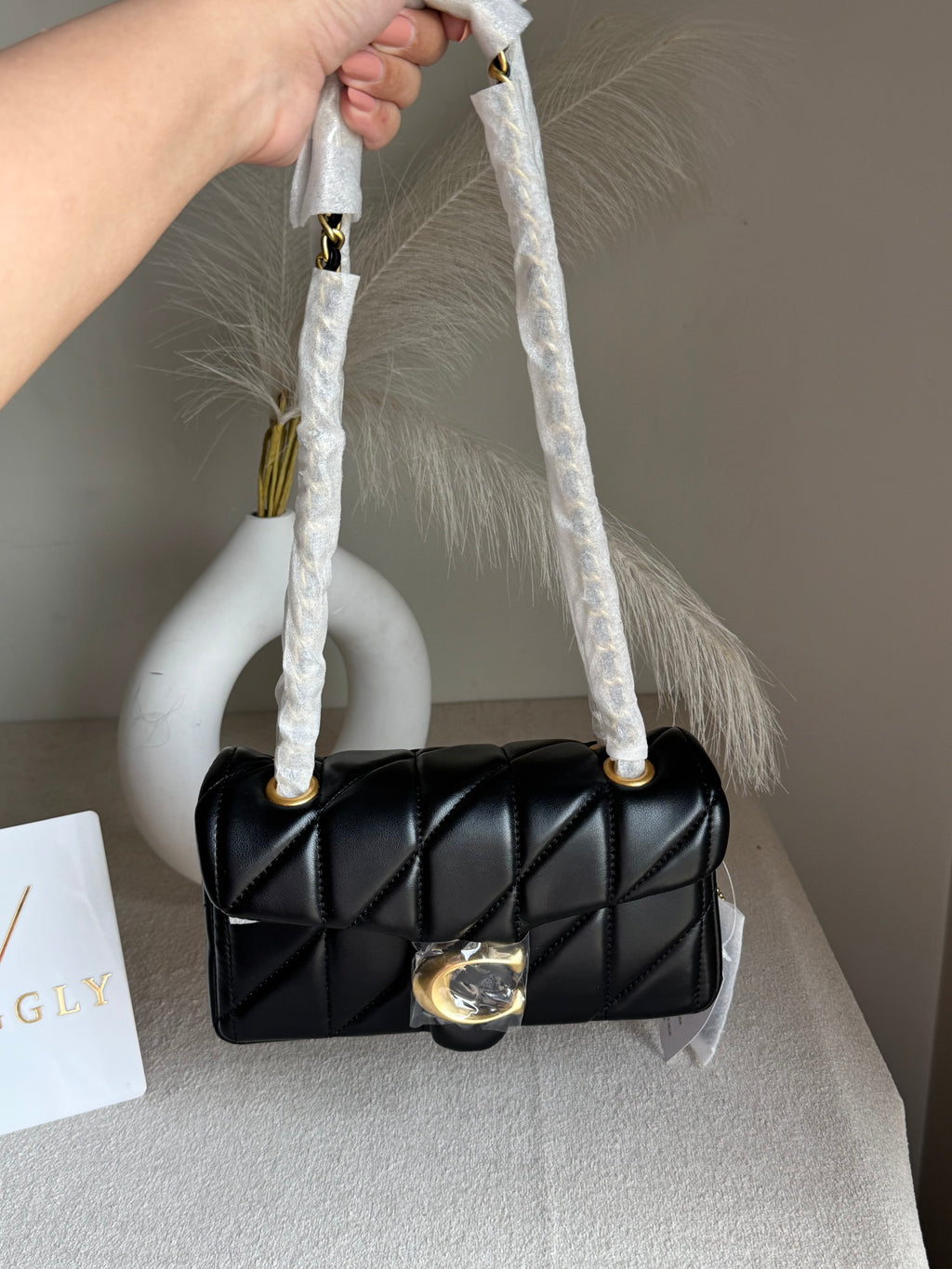 Mini Premium COACH Quilted Tabby (Black) - BOX PACKING