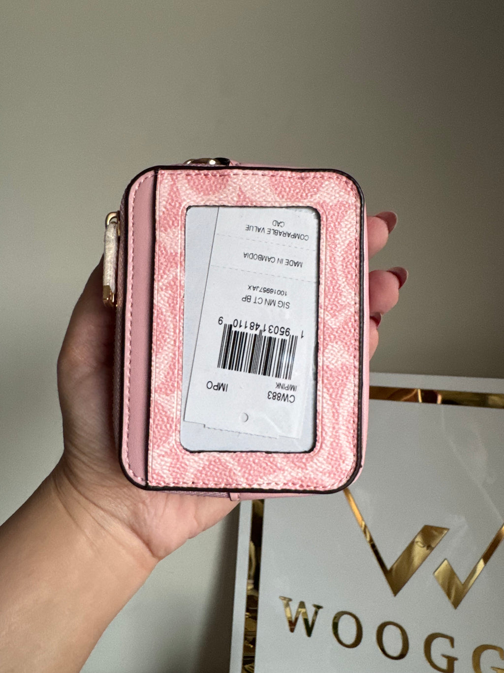 Coach Zip Card Case - Baby Pink