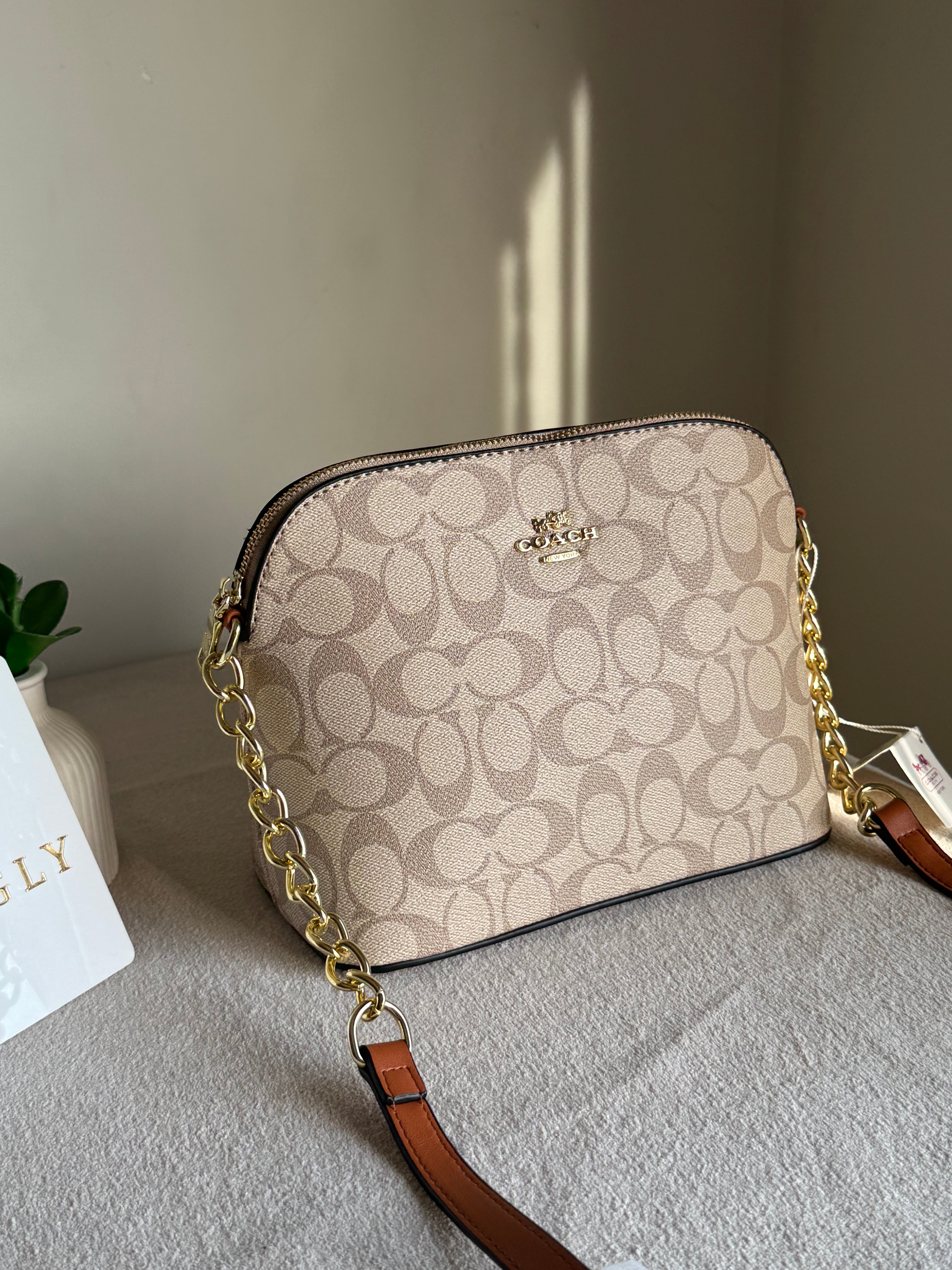 COACH Premium Crossbody Bag - Beige & Brown