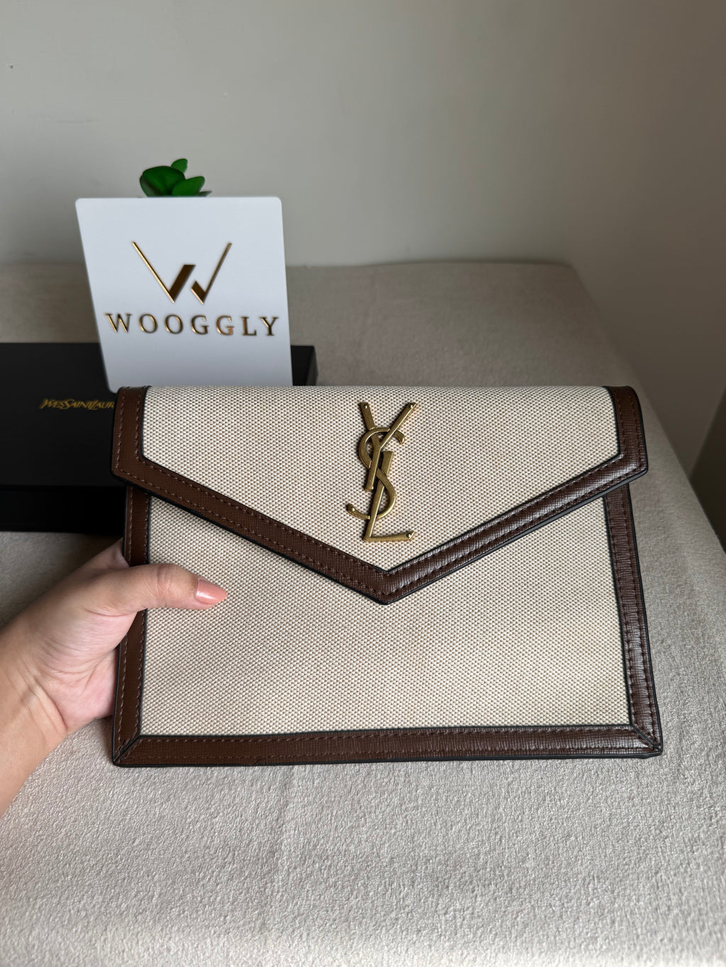 Premium Quality YSL Pouch with Box Packing - Statement Brown