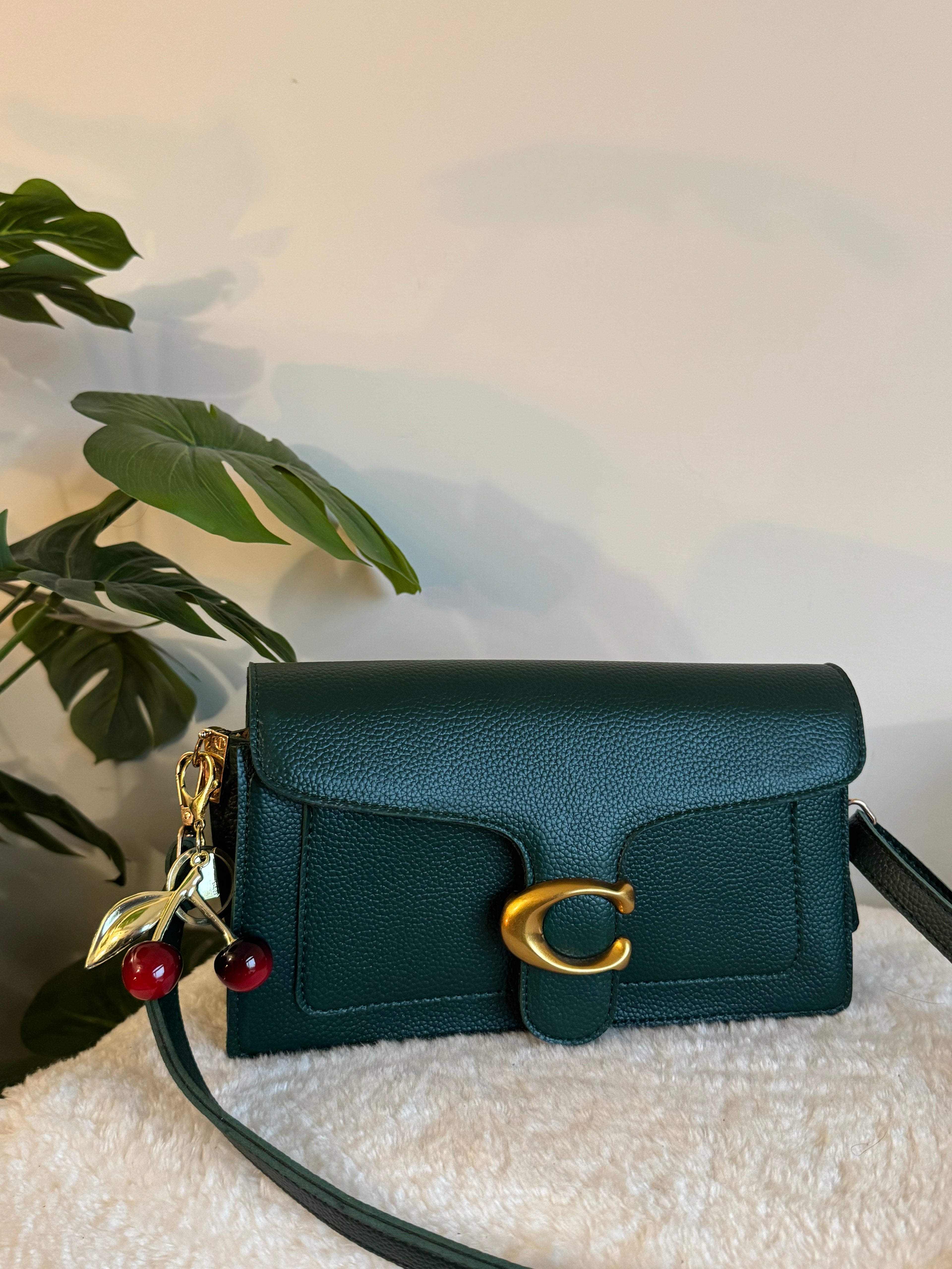 COACH TABBY with Coach Cherry Charm (Green)