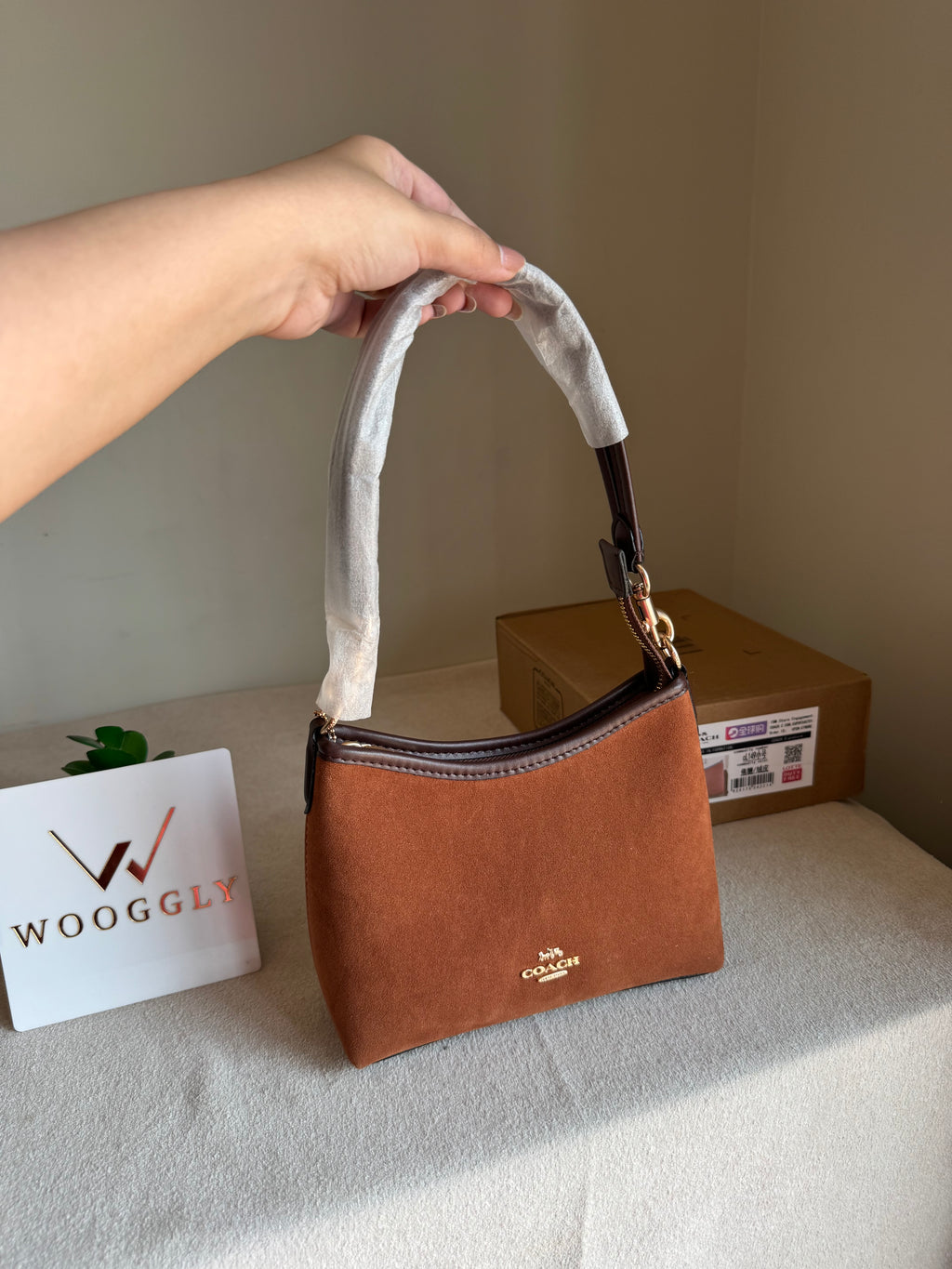COACH PREMIUM Suede Shoulder Bag BROWN - BOX PACKING