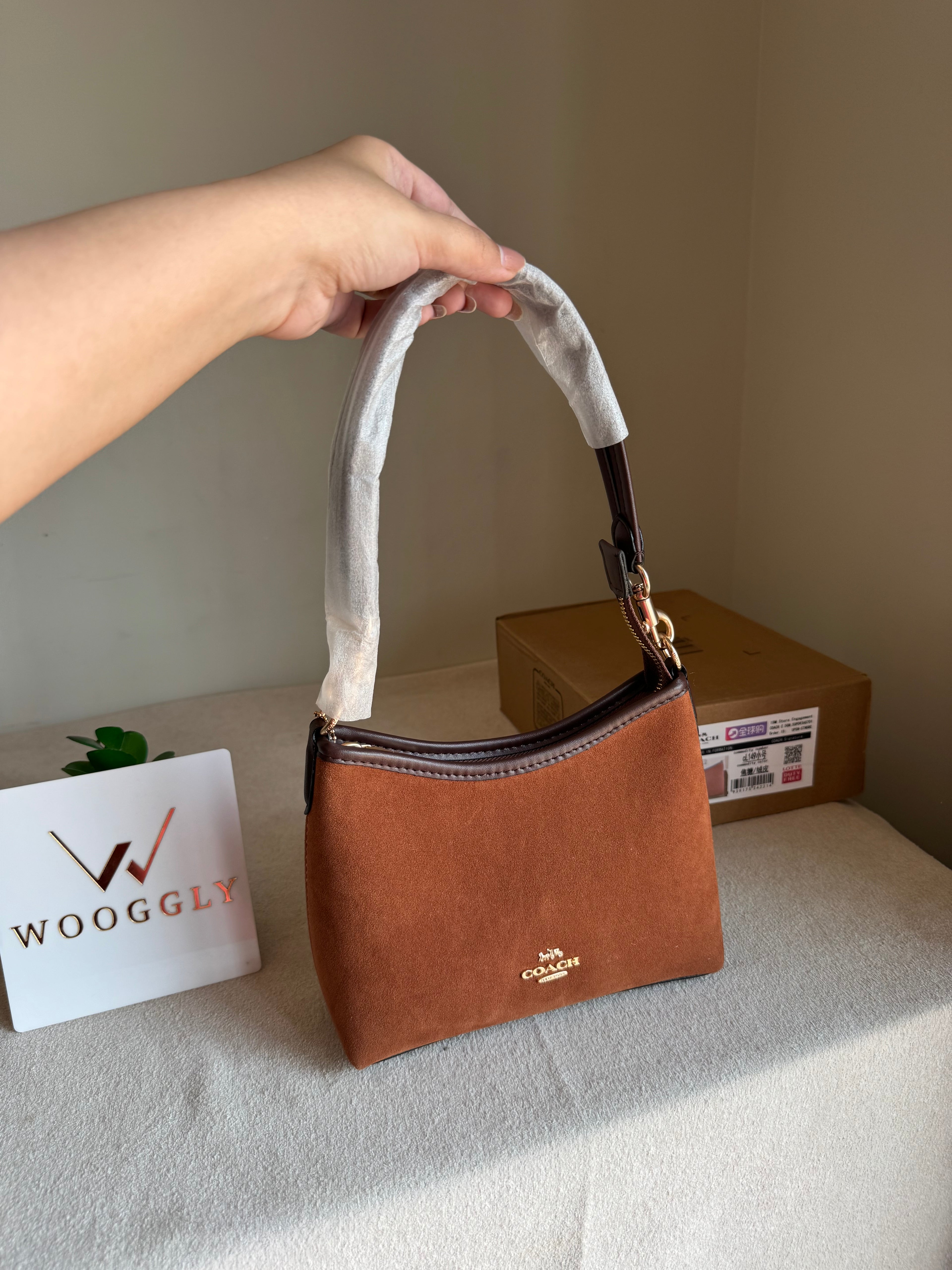 COACH PREMIUM Suede Shoulder Bag BROWN - BOX PACKING