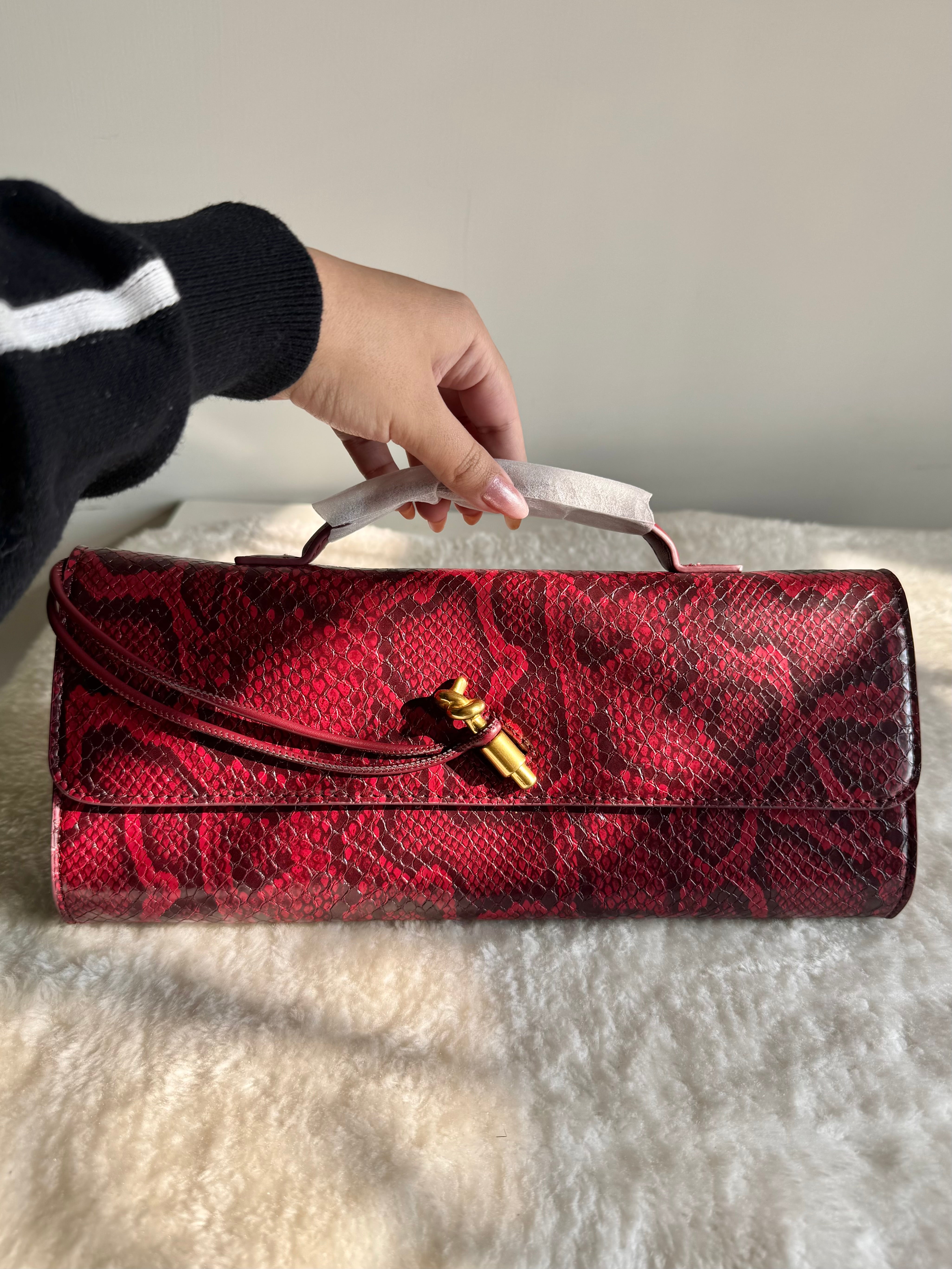 Bottega Veneta Inspired Clutch (Burgandy & Black Textured) with Long Strap