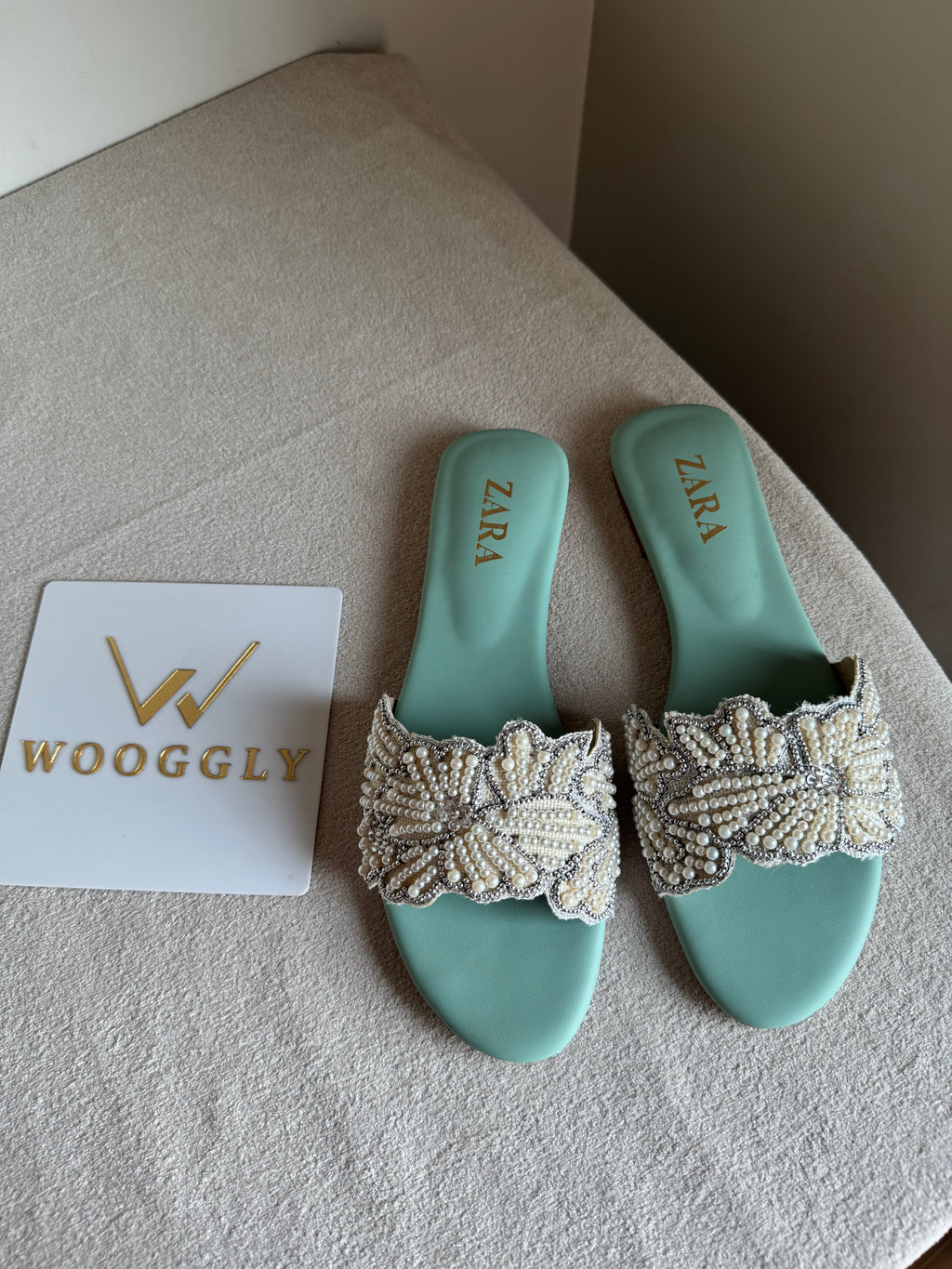 Zara Sugar Bloom Slides - Turquoise