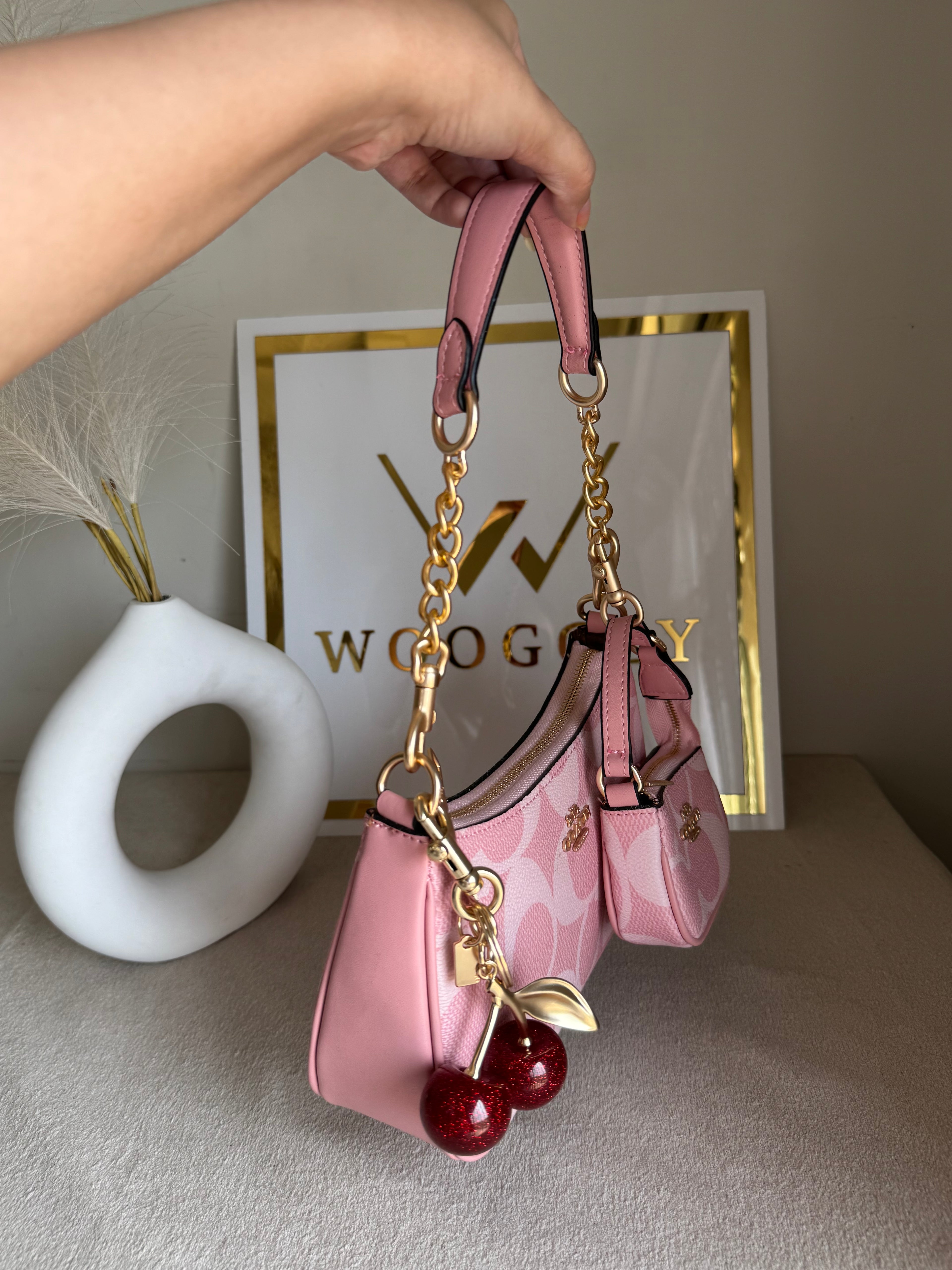 COACH Teri Gift Box with Baby Teri Charm & Coach Cherry Charm - PINK