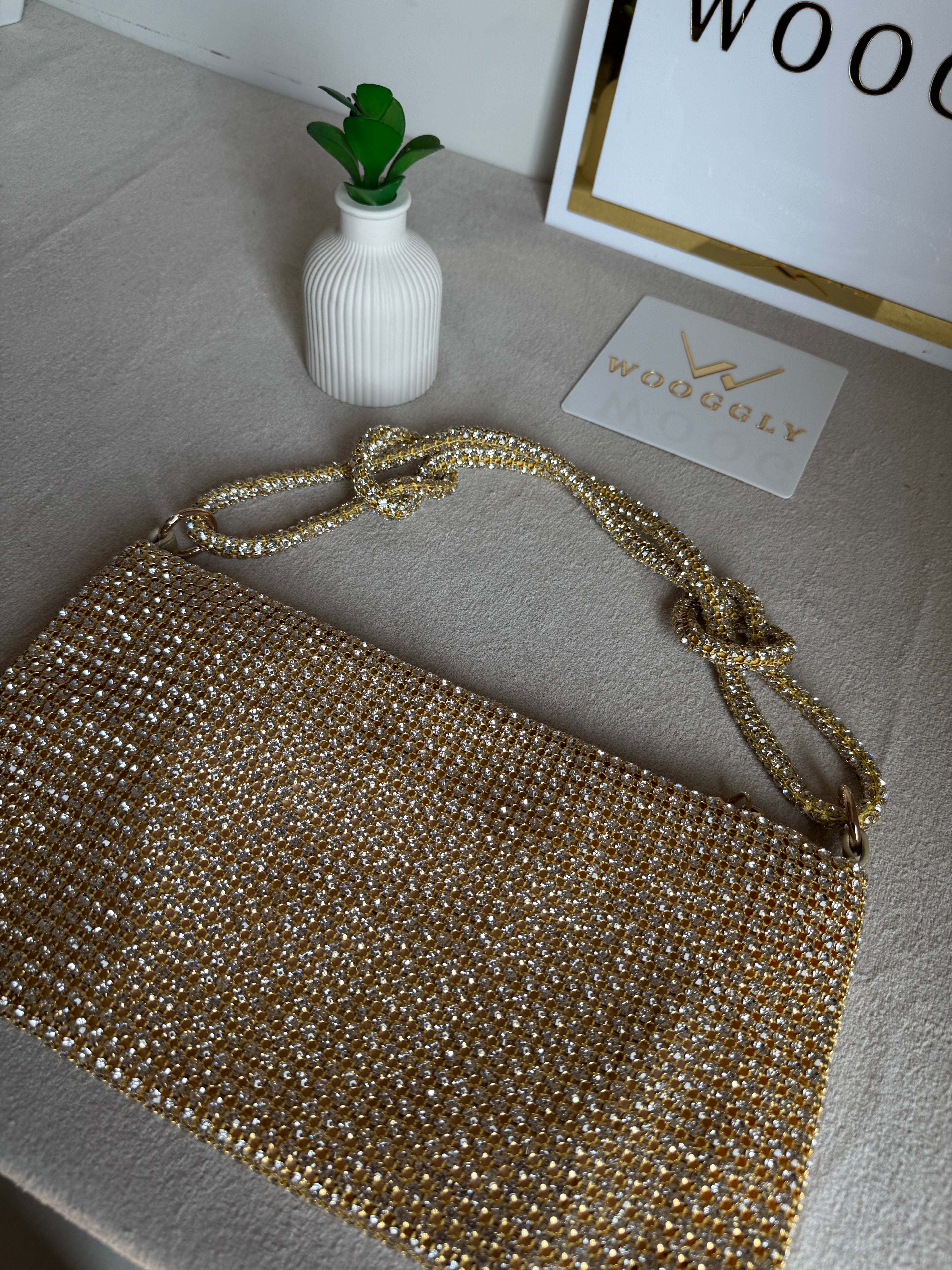 Dreamy Party Wear Rhinestone Bag - Butter Yellow