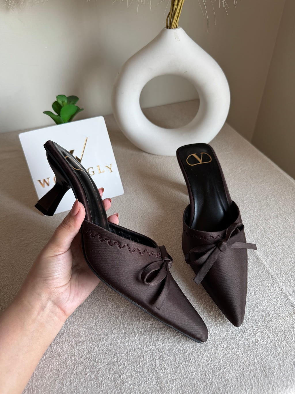 Valentino Bow Heels - Chocolate Brown