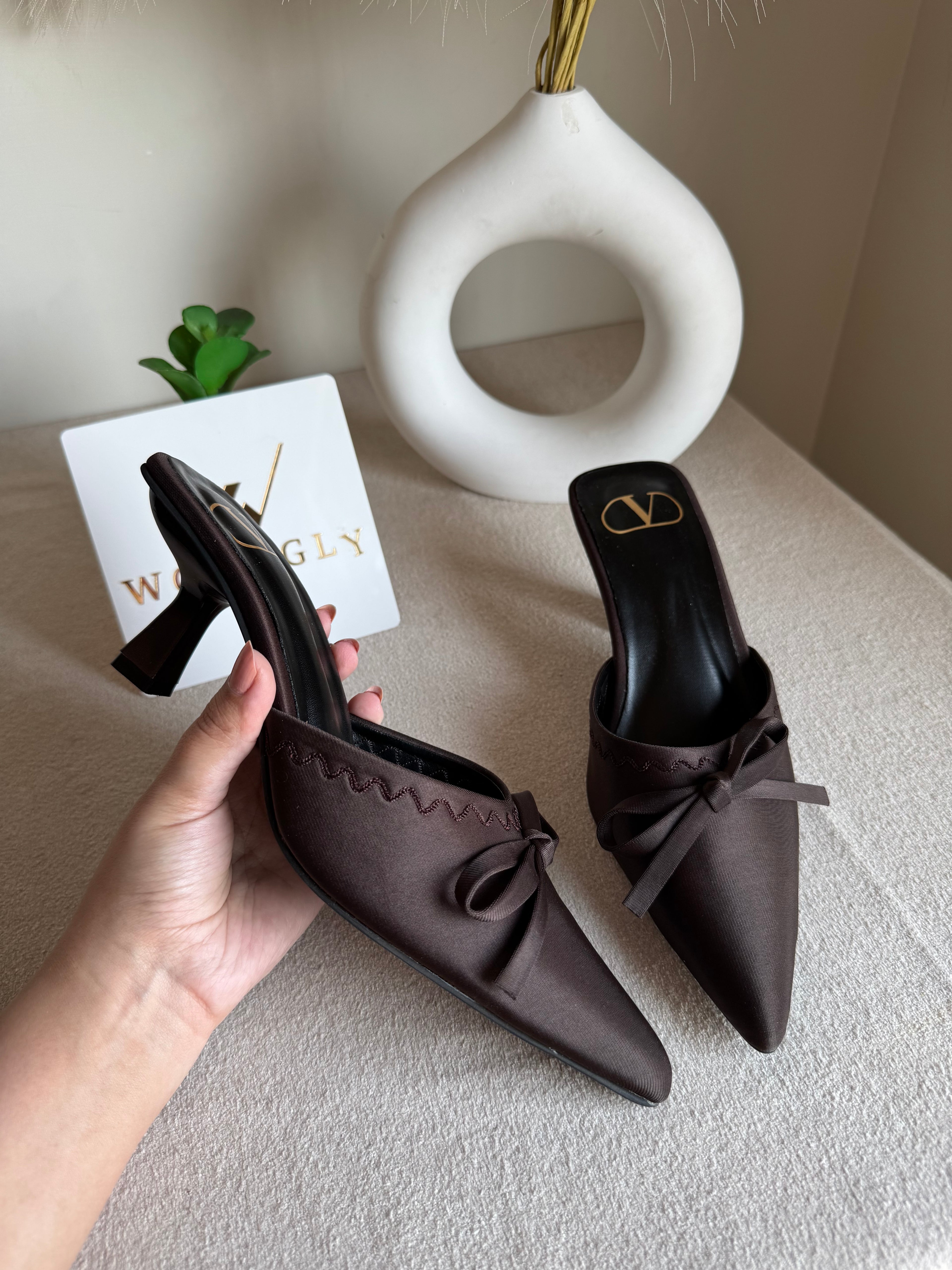 Valentino Bow Heels - Chocolate Brown