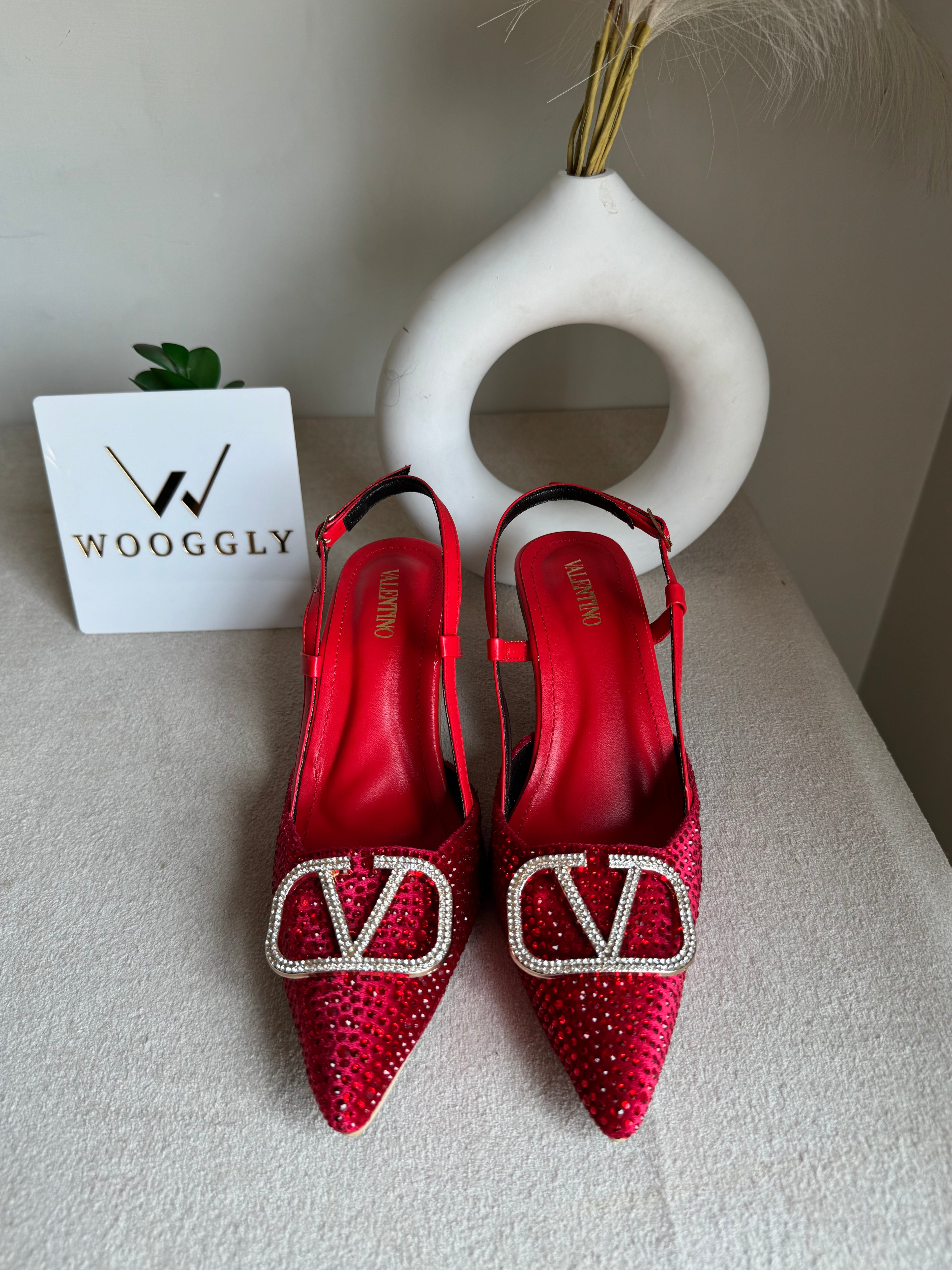 Essential Valentino Red Diamontee Heels