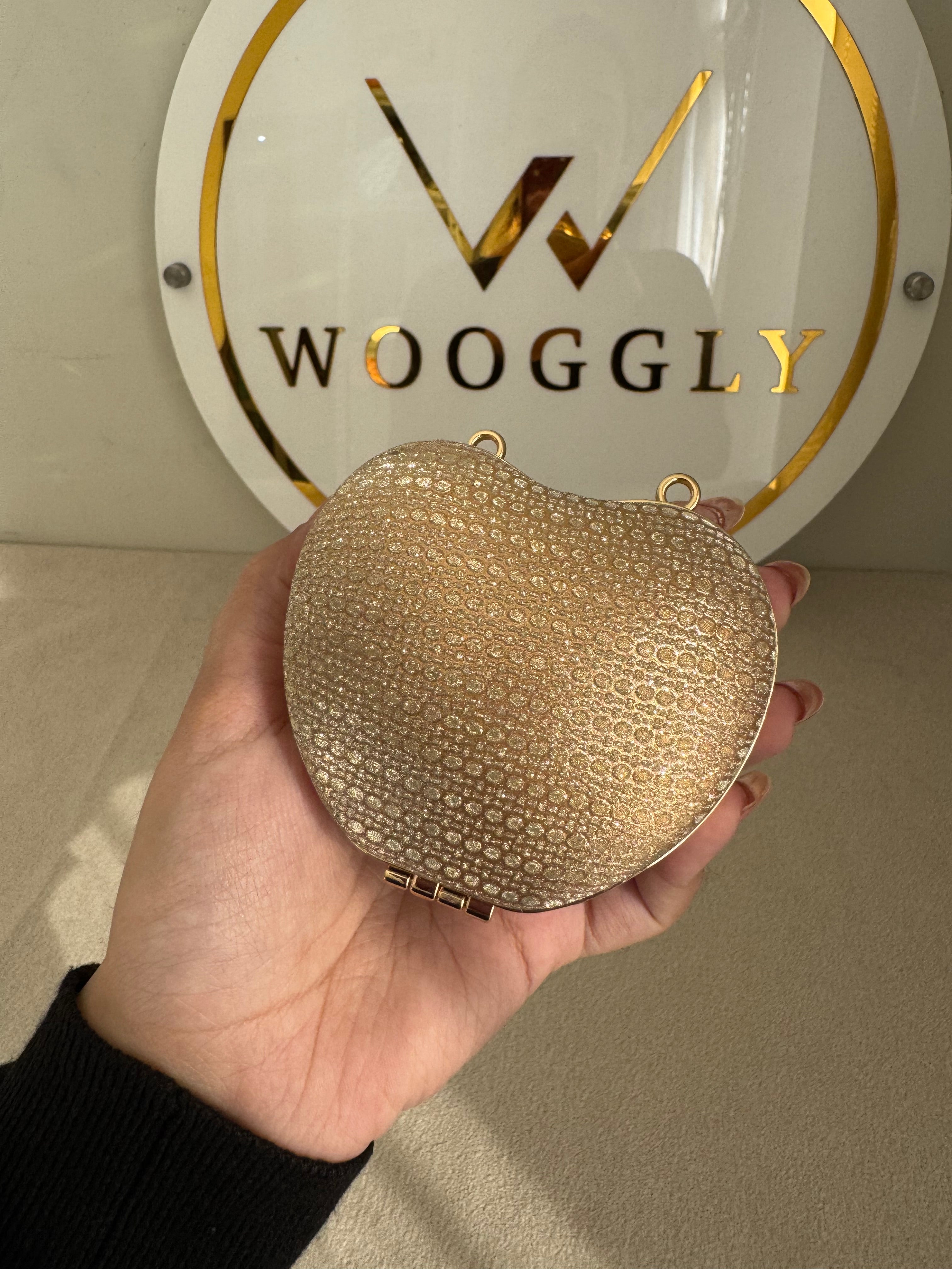 Apple Shimmer Clutch with Chain - Mini Gold